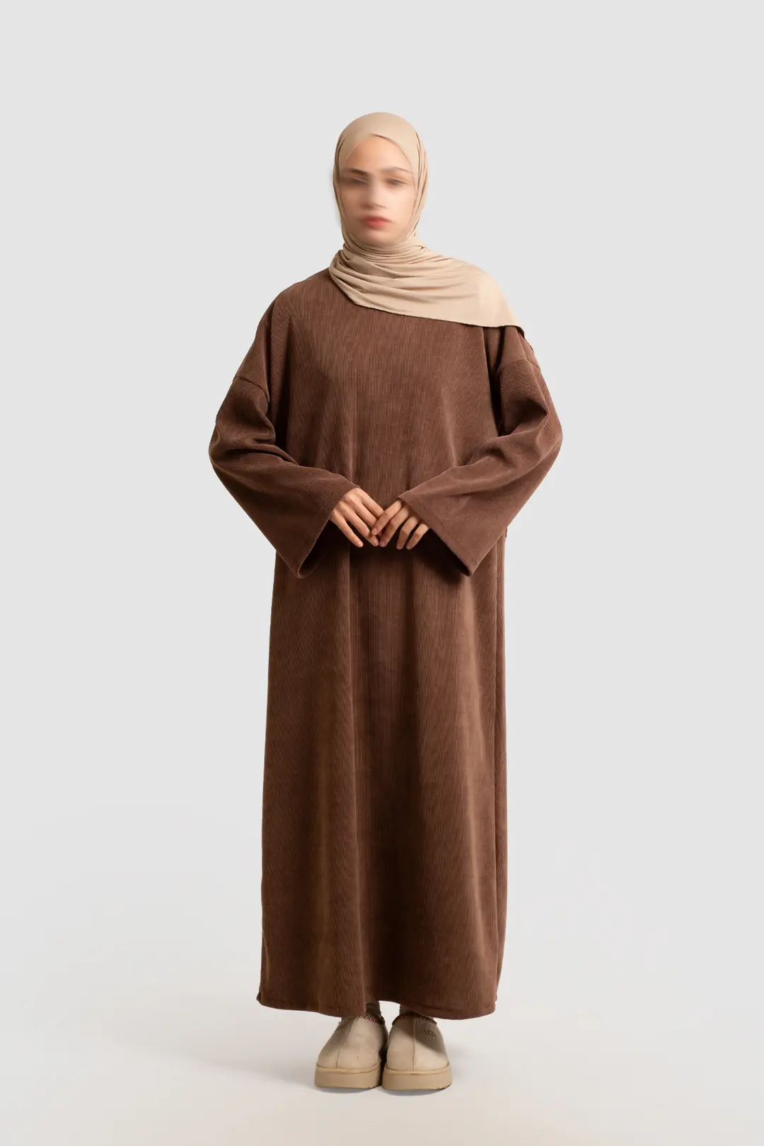 Örme Triko Oversize Elbise Kahve 7