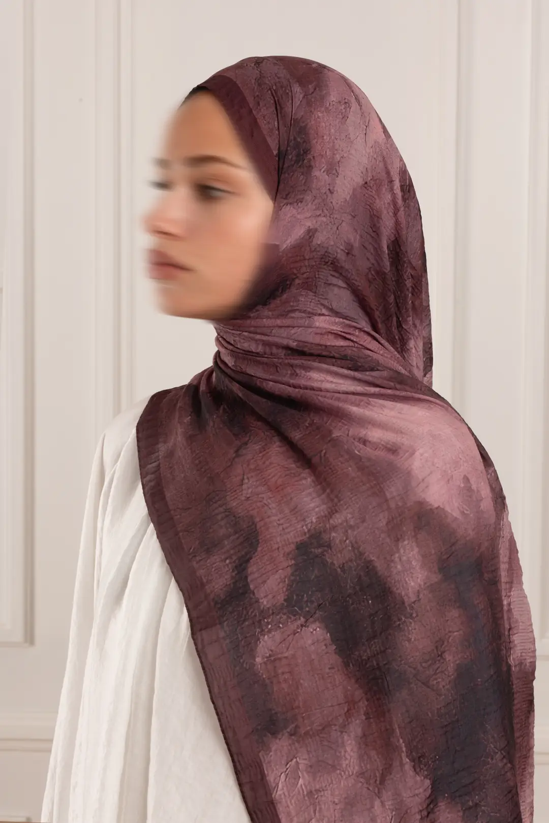 Çiçek Sisi Desenli Müslin Şal Bordo 3