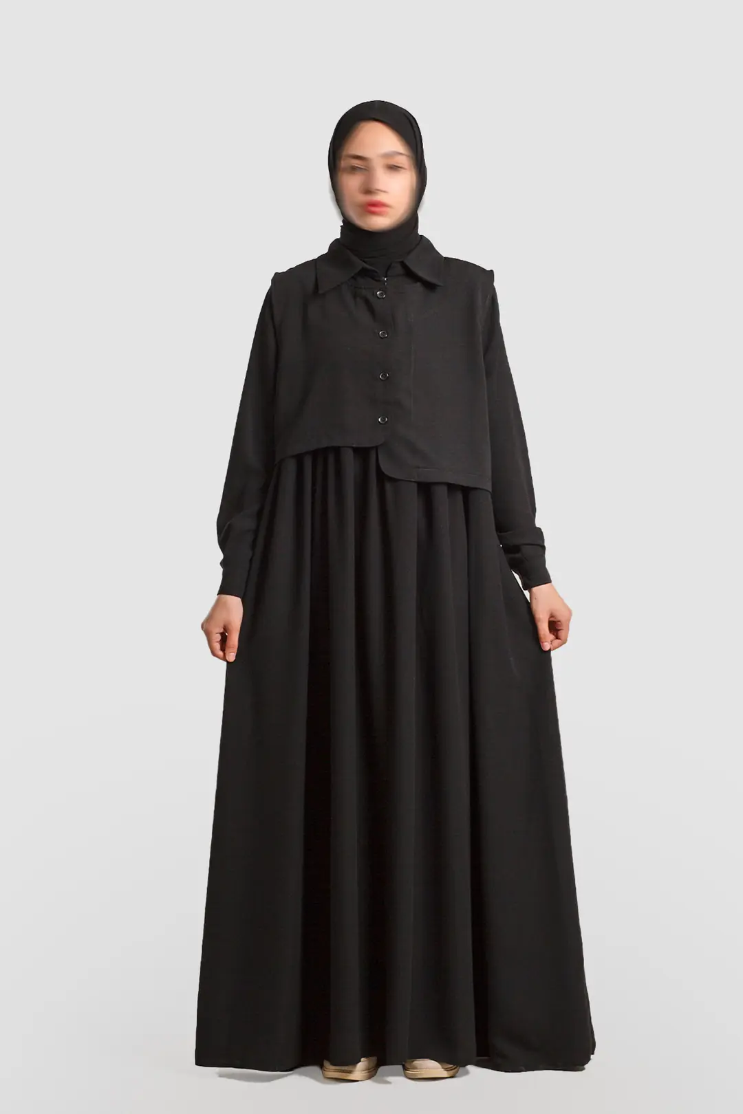 Black Vest-Style Abaya 8