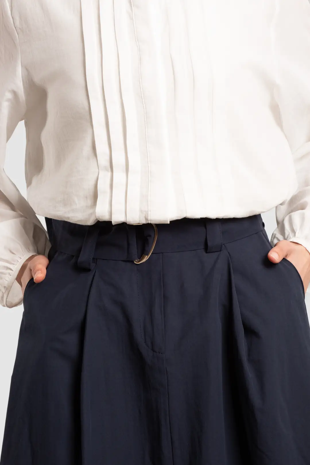 Navy Blue Short Skirt with Belt 5