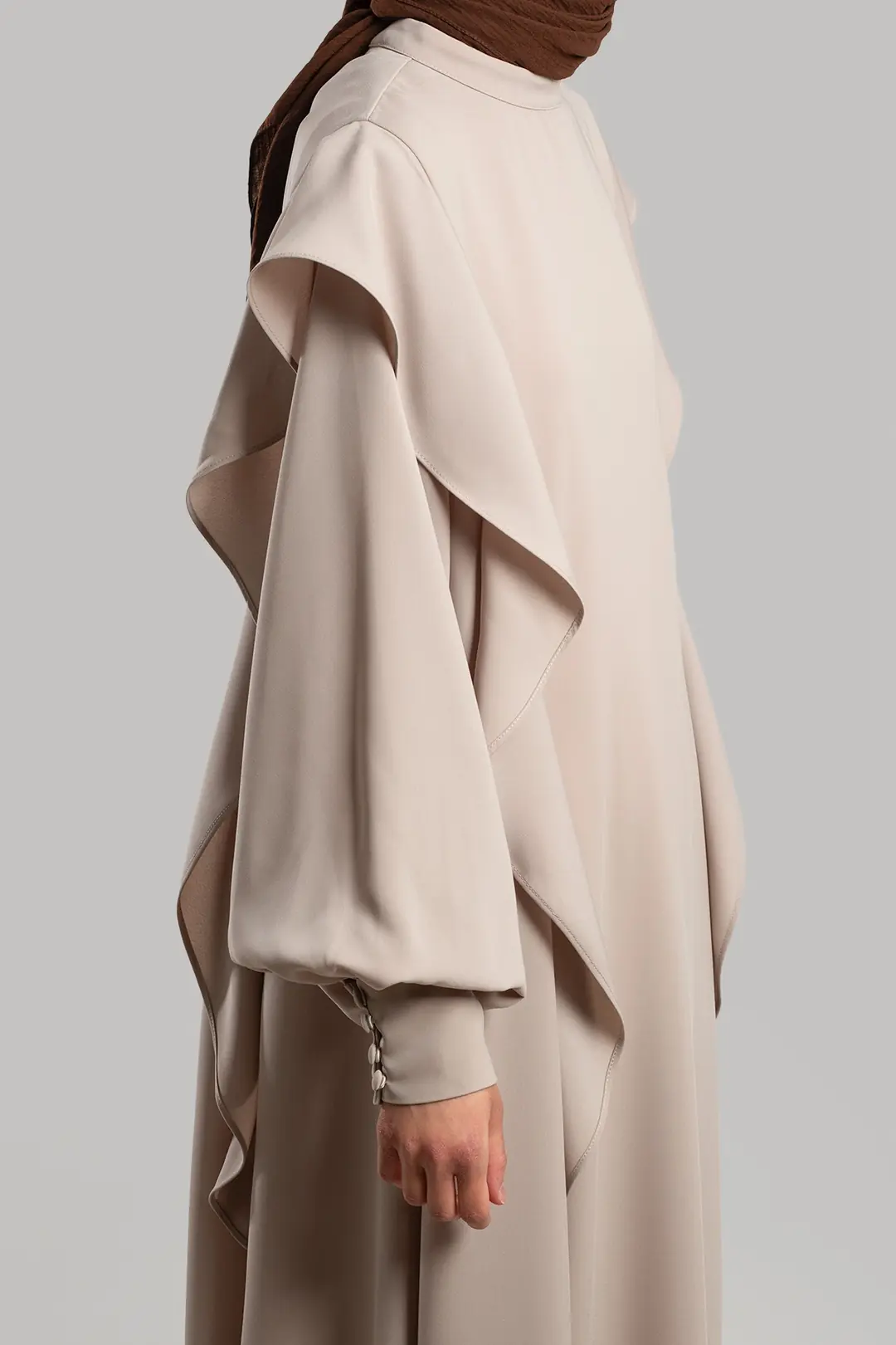 Ruffled Dress, Abaya, Stone 5