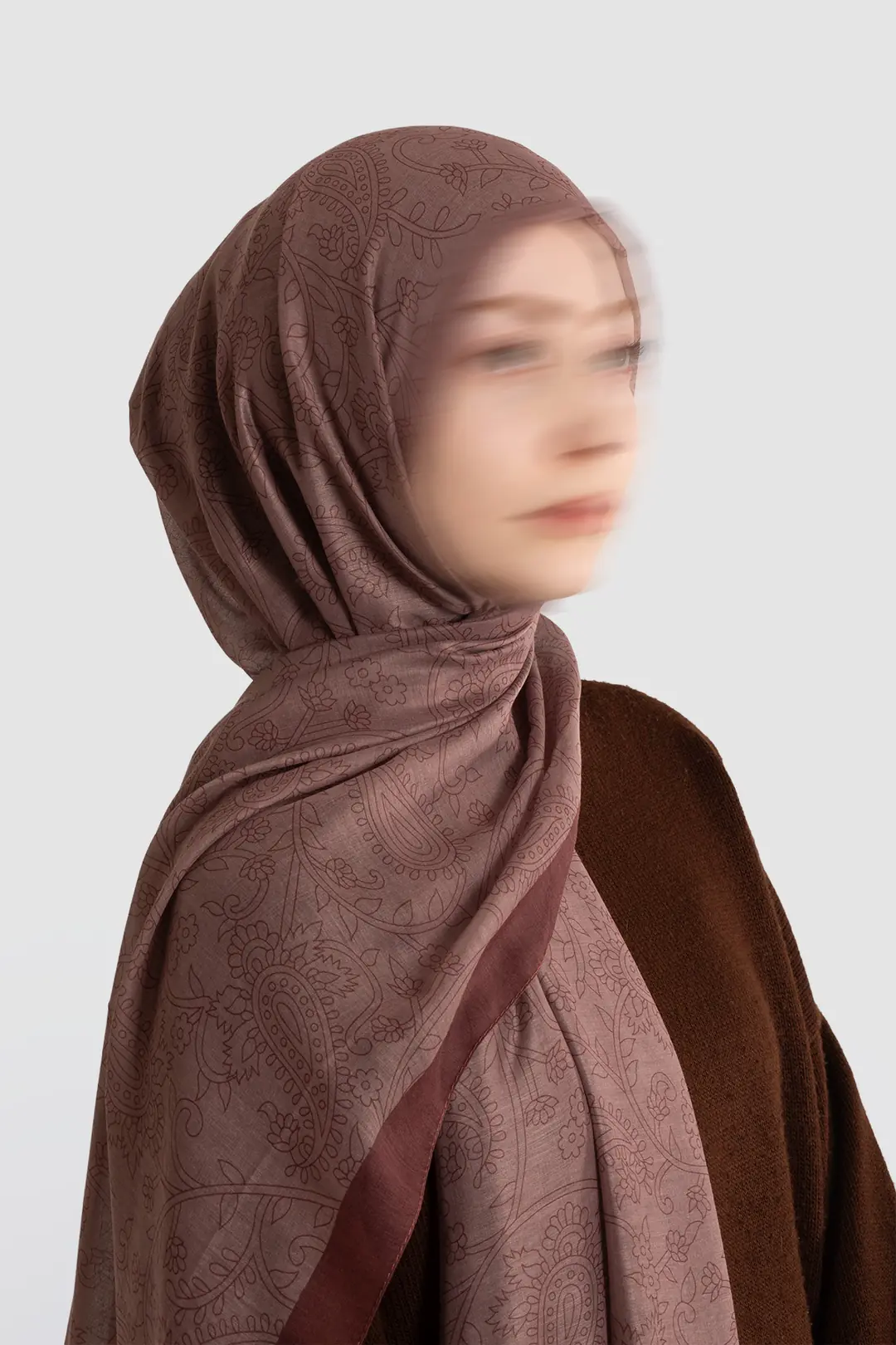 Mistik Doku Desenli Pamuk Şal Gül Kurusu 6