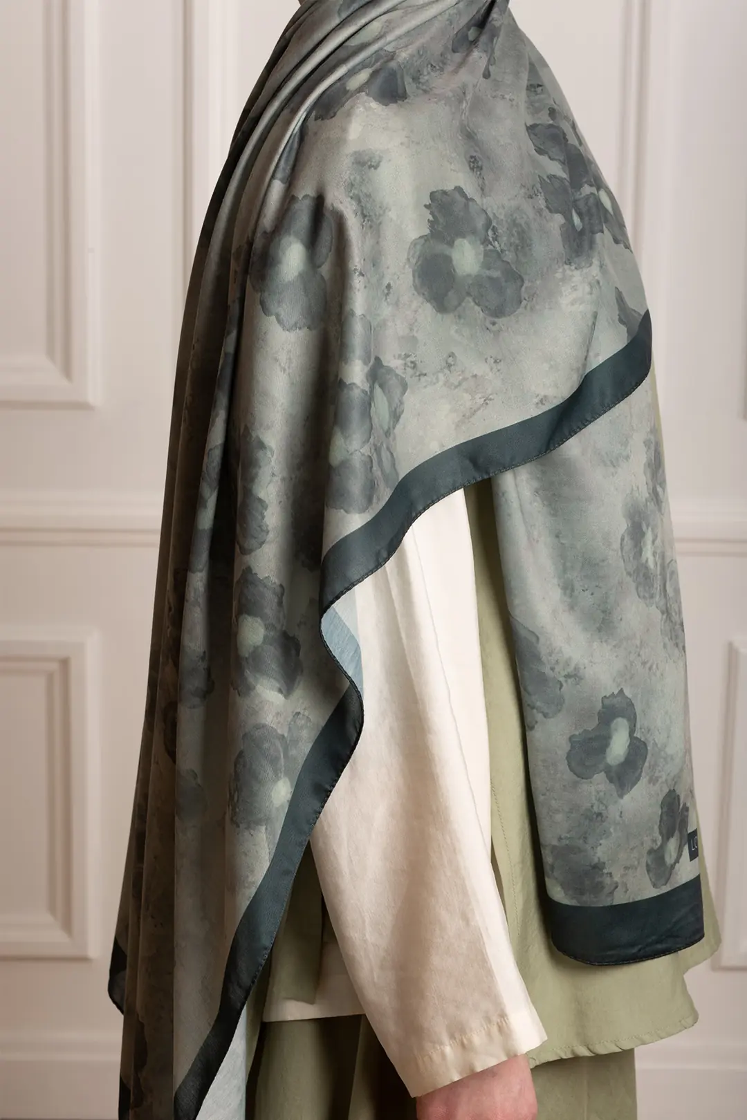 Autumn Serenade Patterned Soft Shawl Light Green 7