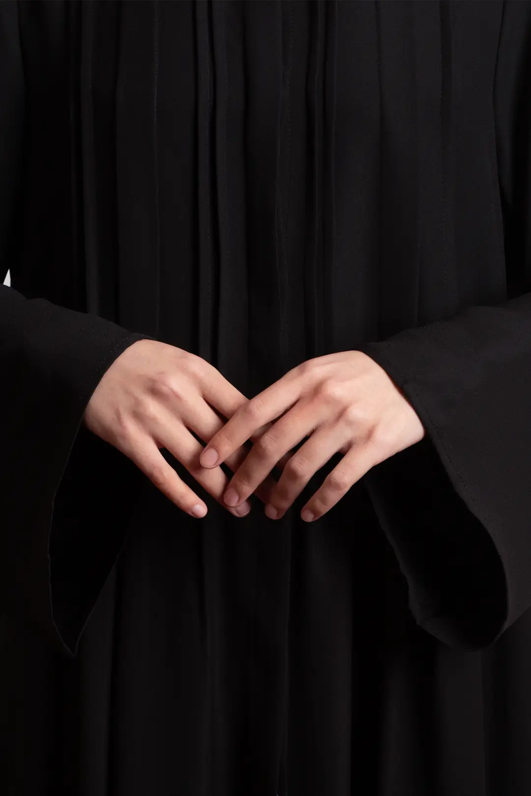 Ribbed Buttoned Abaya Black 5