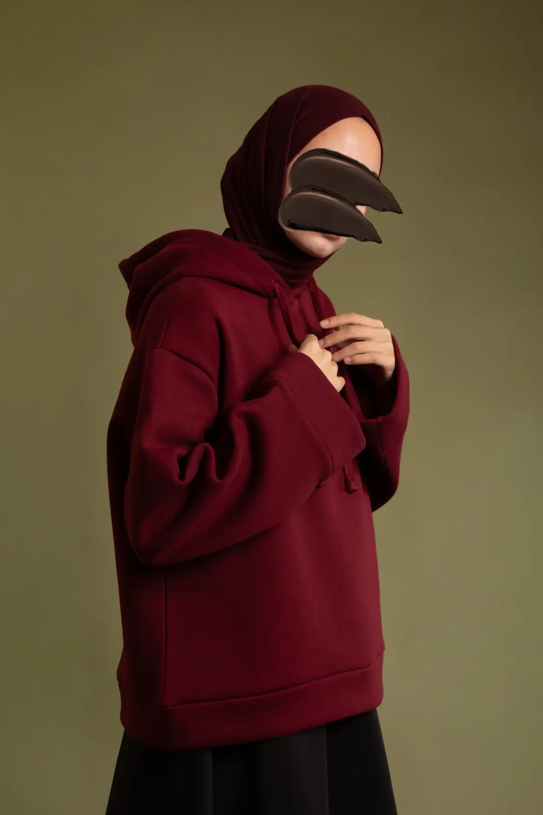 Basic Hooded Sweatshirt Burgundy 6