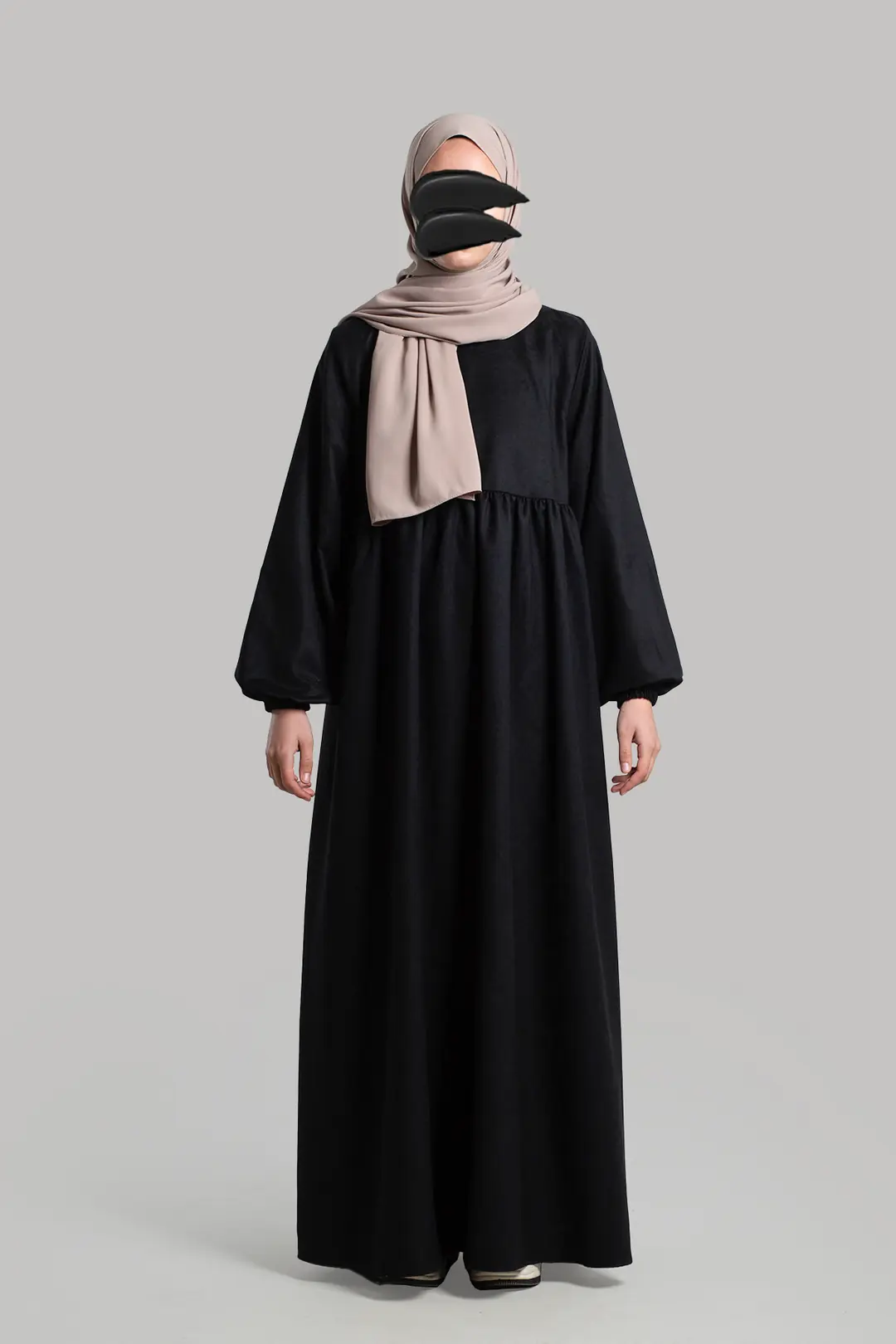 Suede Dress Abaya Black
