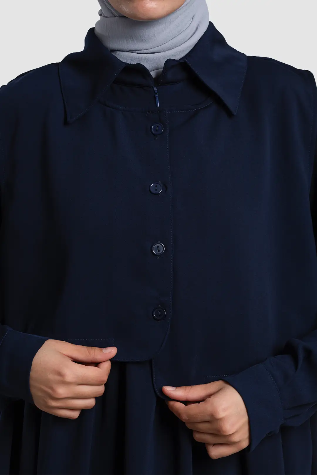 Vest-style abaya, navy blue. 8