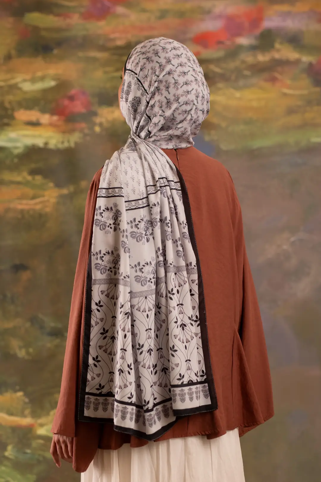 Floral Harmony Desenli Soft Şal Siyah 6