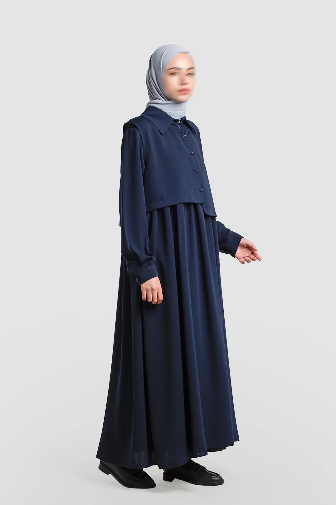 Vest-style abaya, navy blue. 4