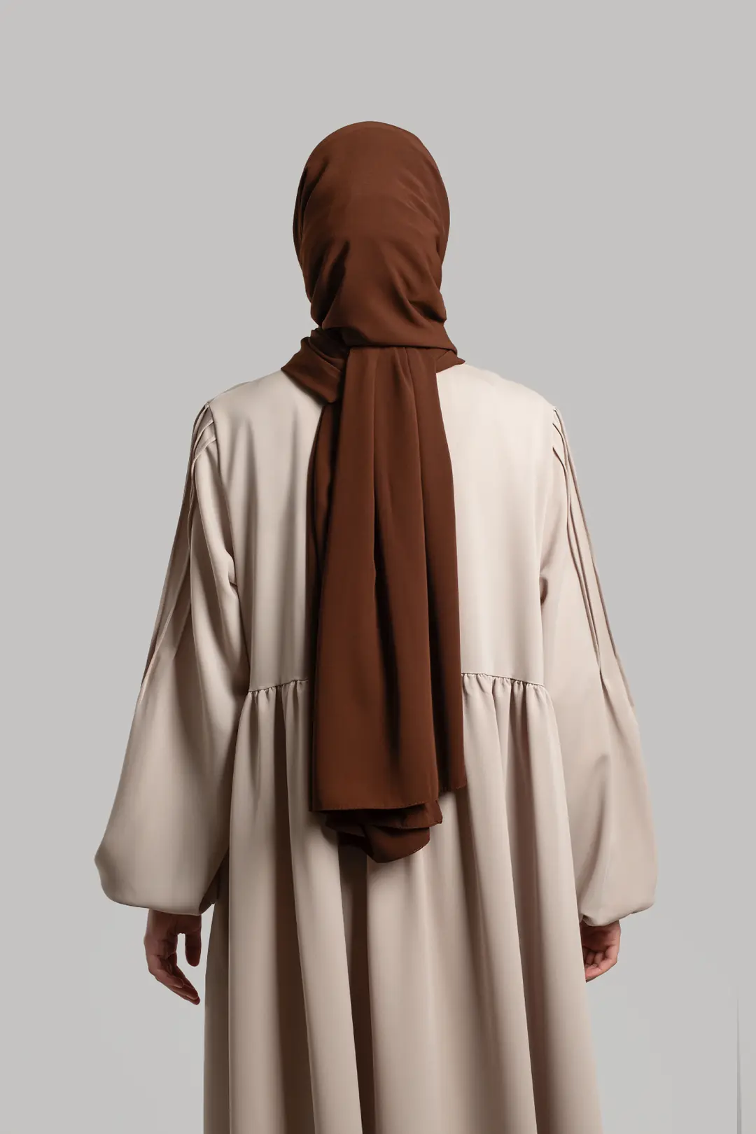 Ribbed Detail Zippered Abaya Stone 6
