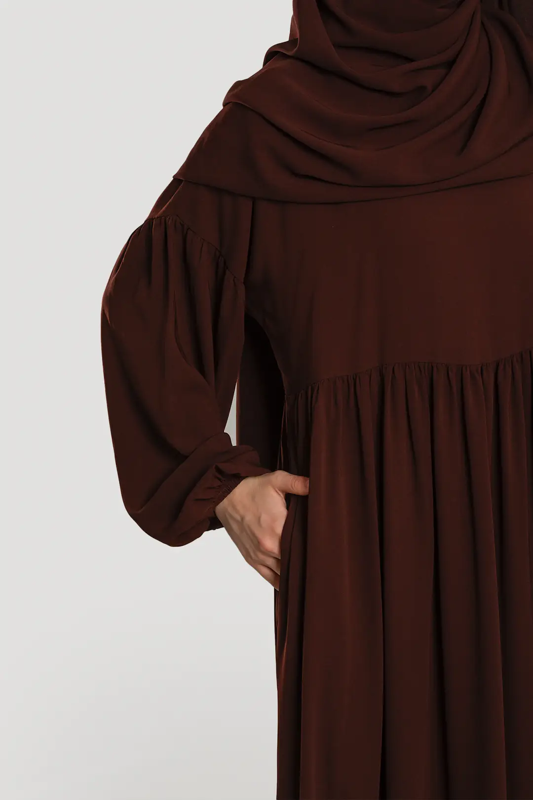 Hijab Dress, Abaya, Dark Brown 4
