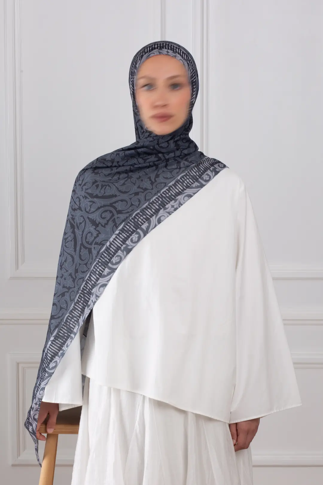 Etnik Desenli Soft Şal Siyah
