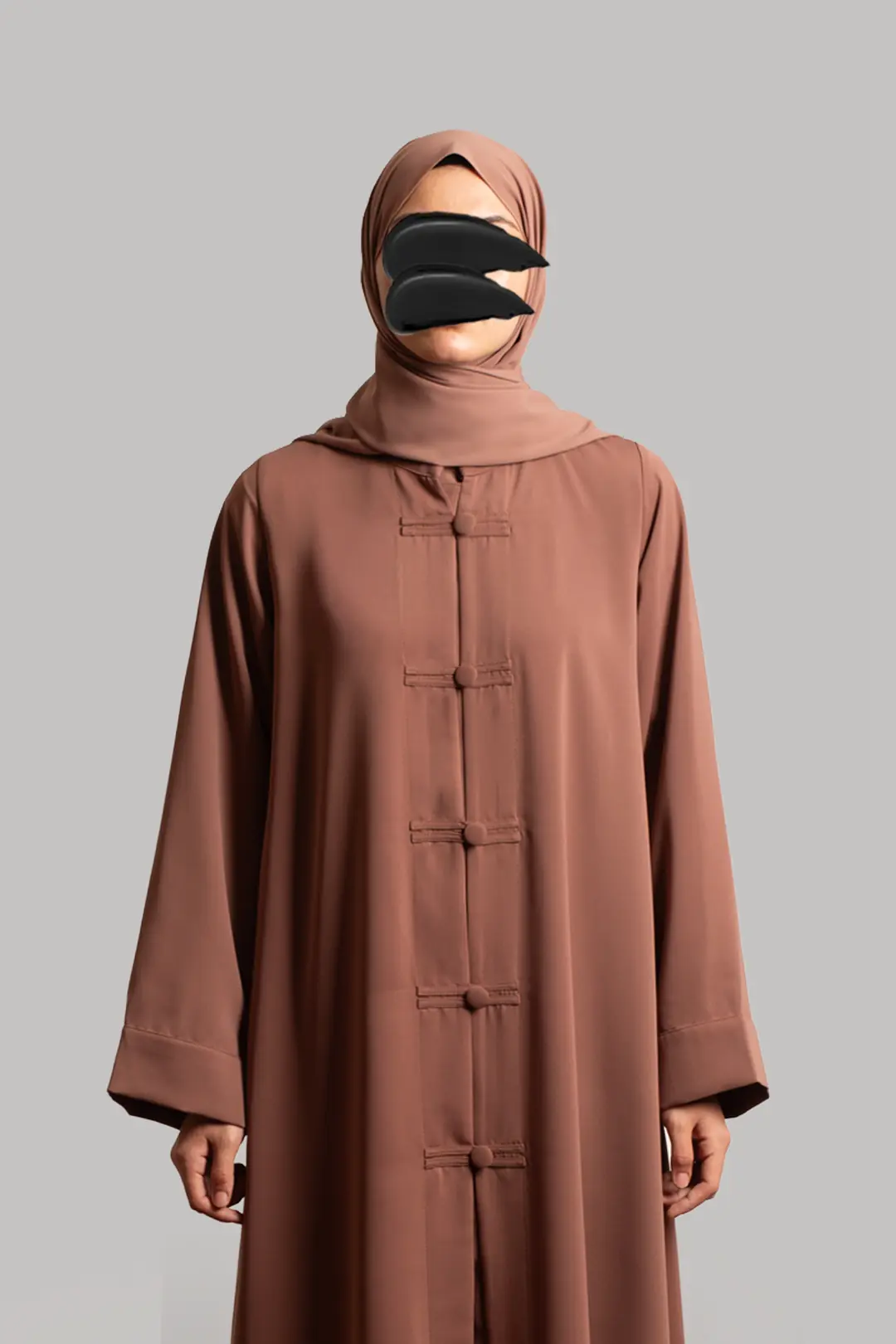 Birit Detaylı Abaya Açık Kahve 5