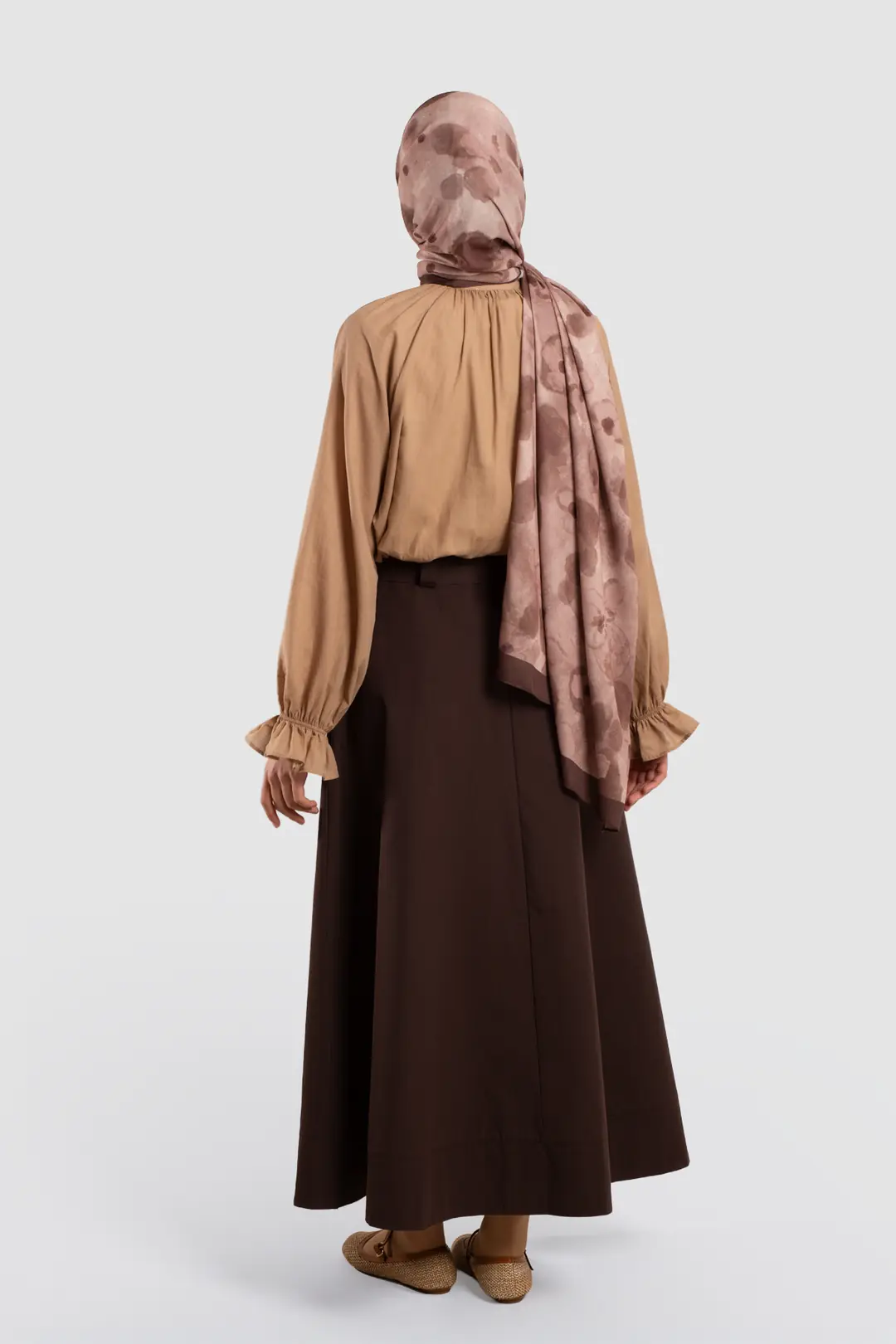 Belted Short Skirt Dark Brown 4