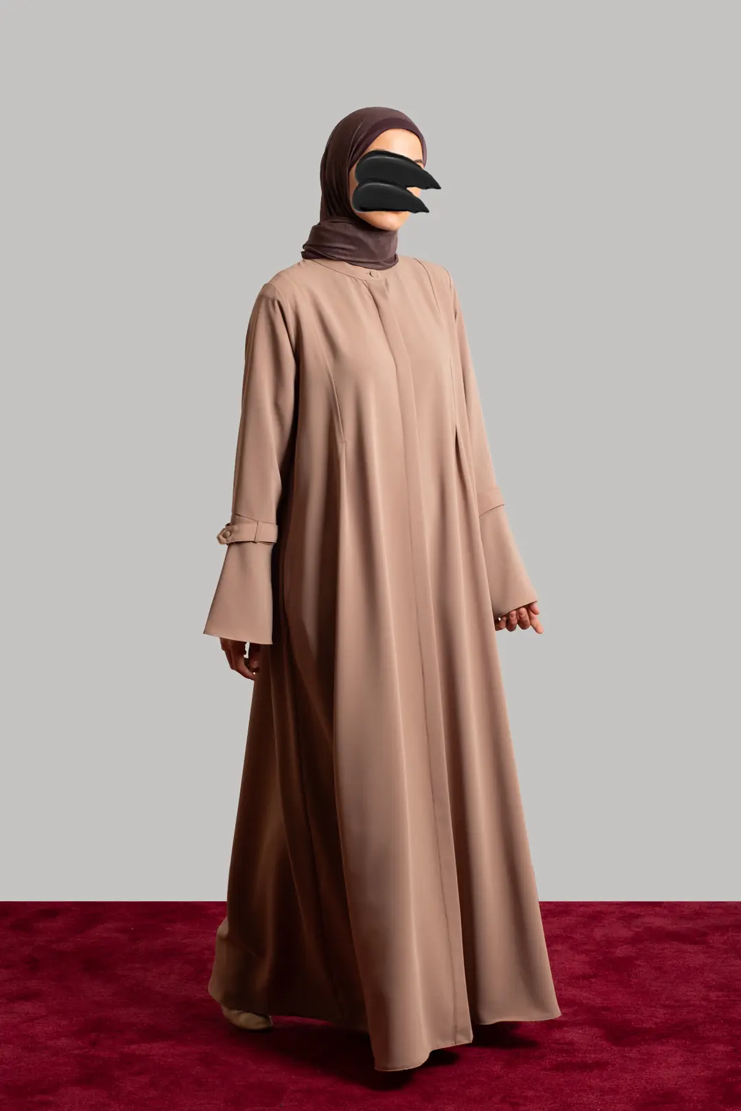 Spanish-style cufflink abaya, mink color. 3