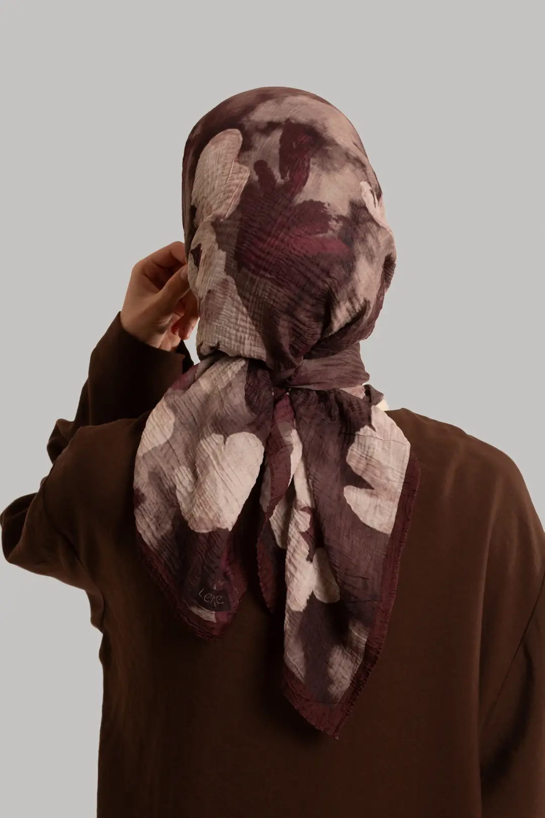 Floral Dream Desenli Müslin Eşarp Mürdüm 4