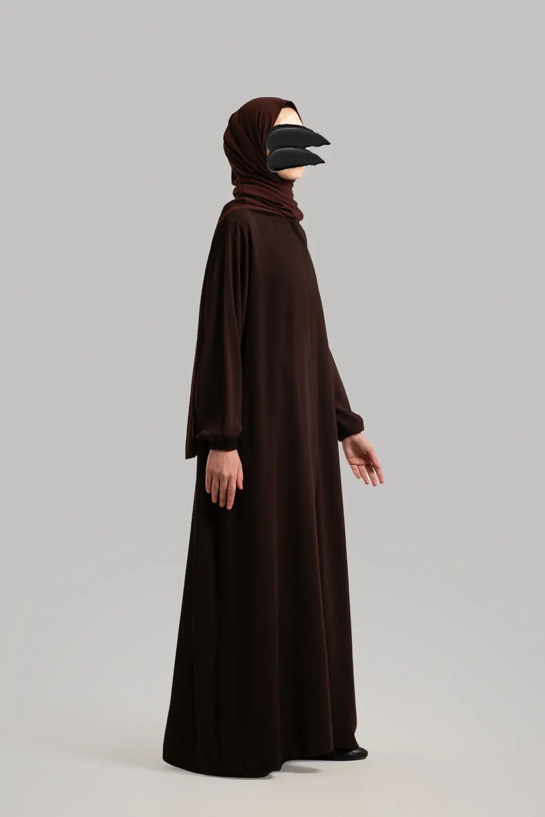 Arya Full-Length Zippered Abaya Bitter Brown