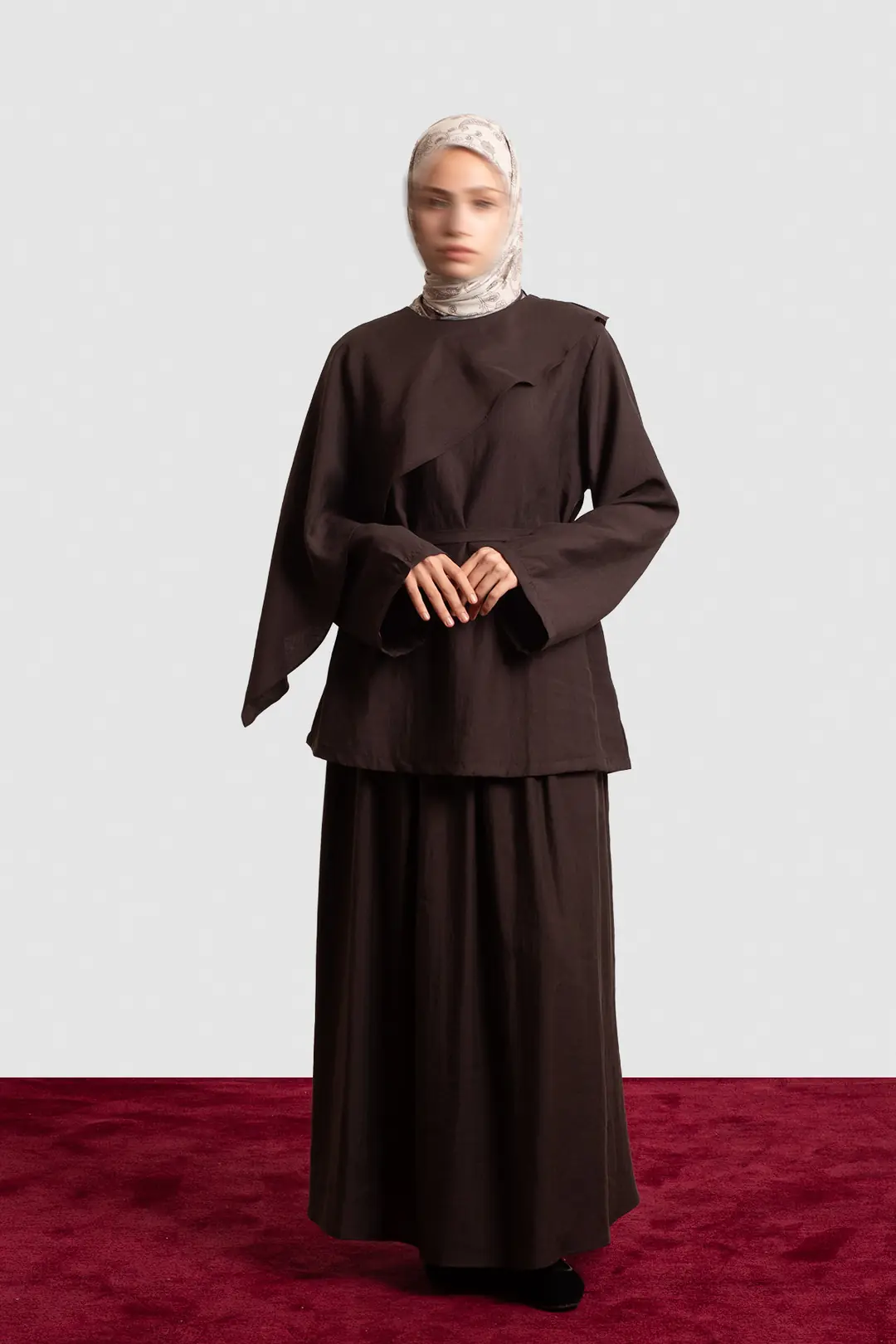 Wide Tencel Skirt Dark Brown