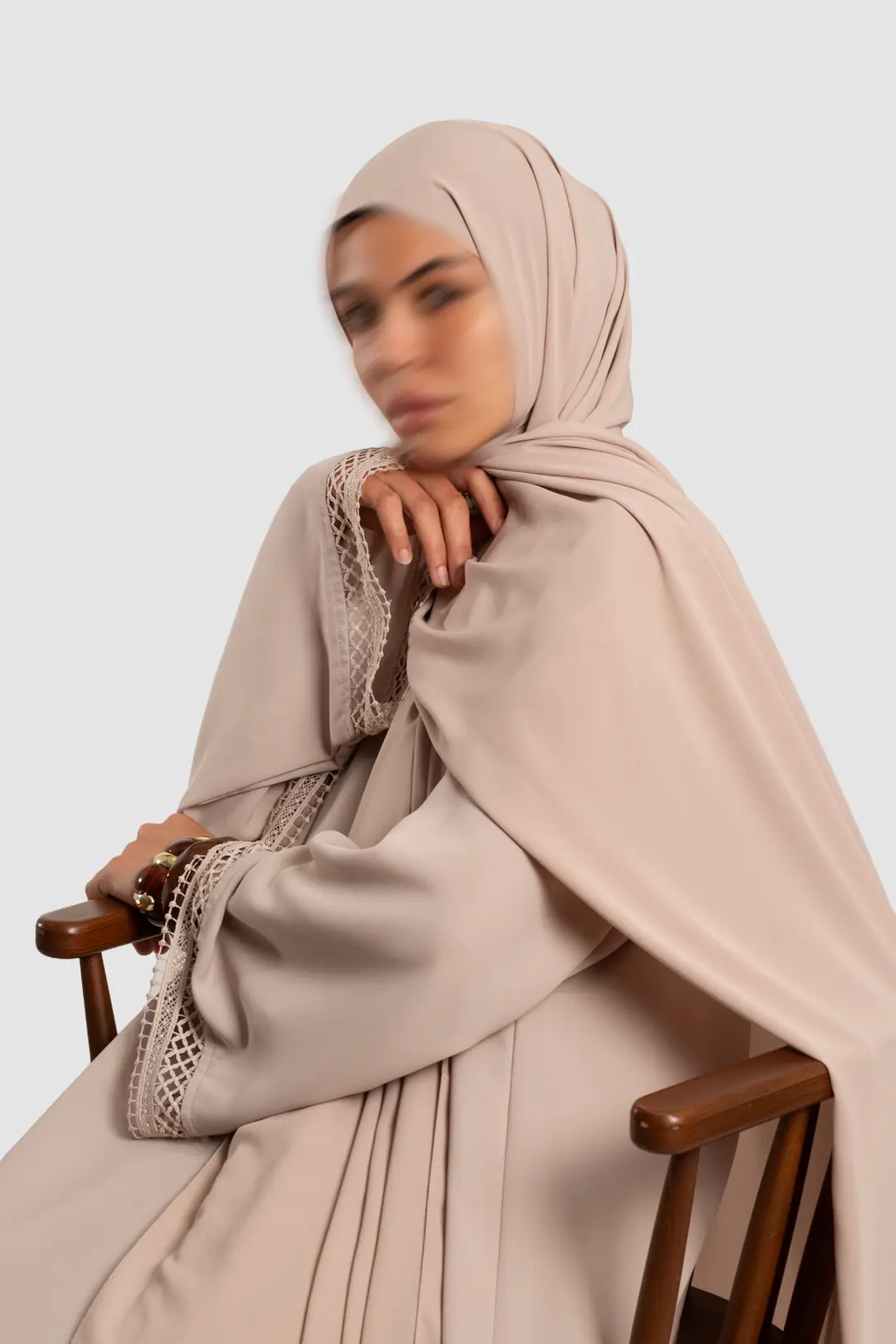 Lace Detail Abaya Set with Stones 10