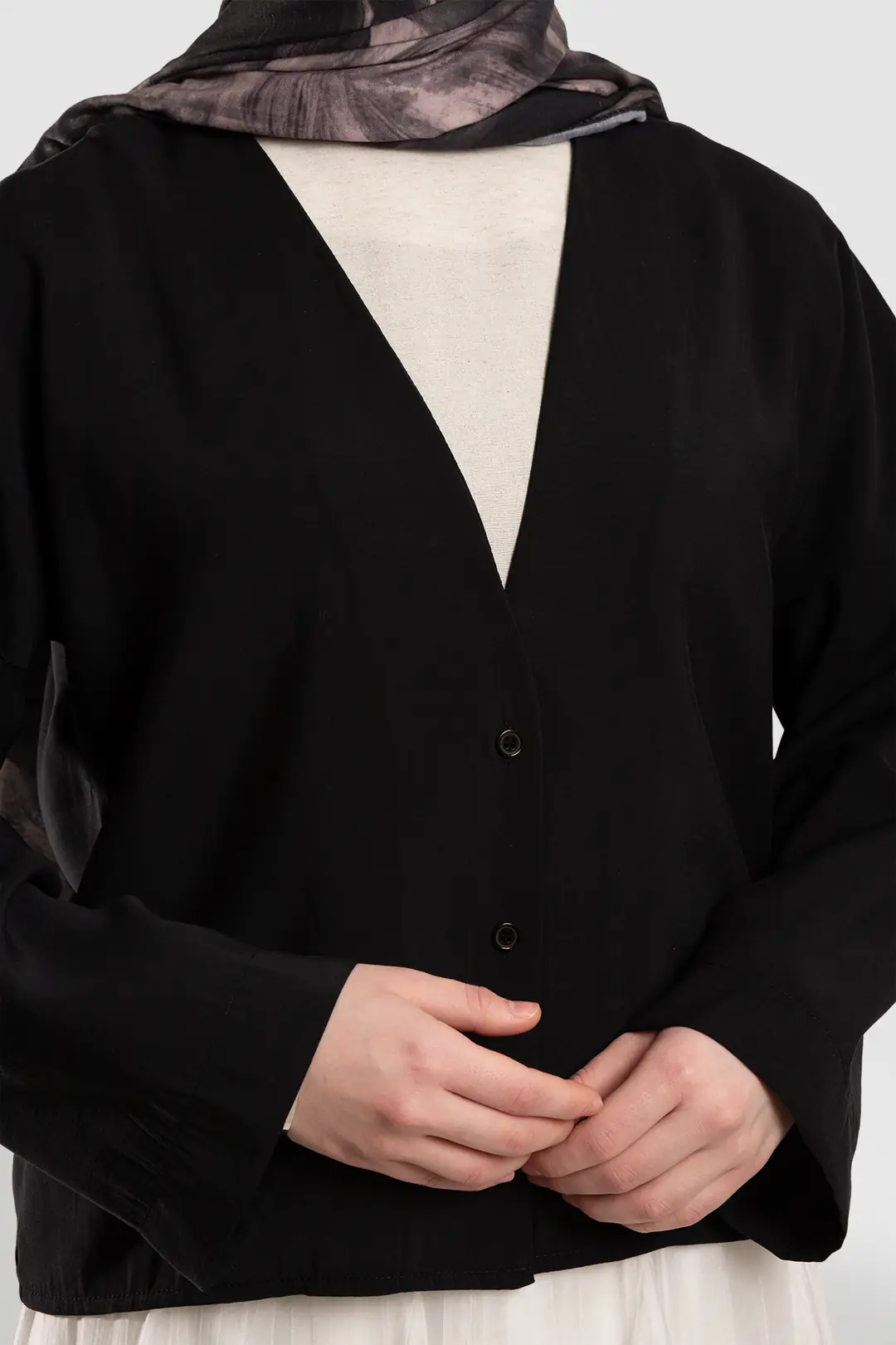 Soft Modal Button-Down Jacket, Black