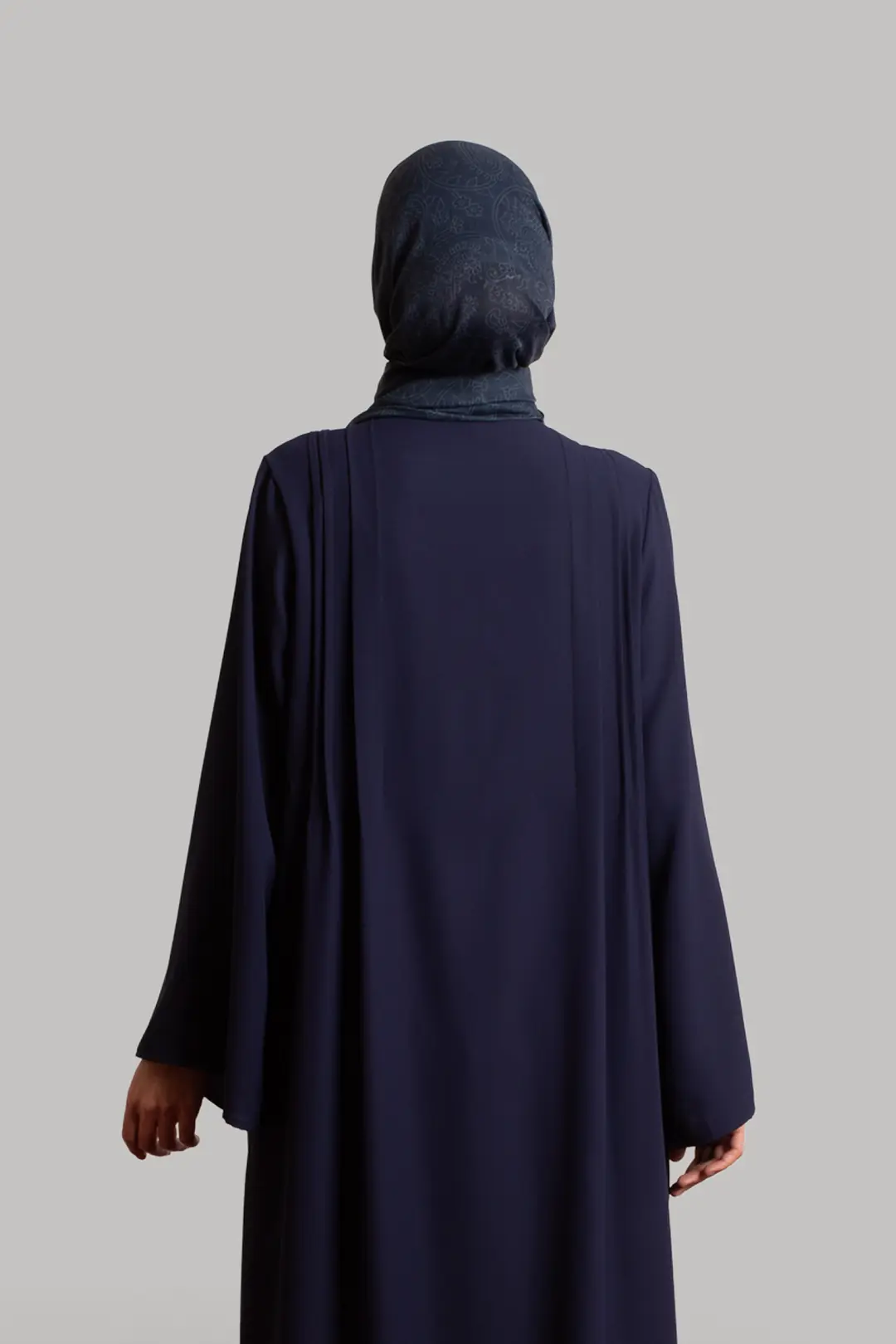 Ribbed Buttoned Abaya Navy Blue 10