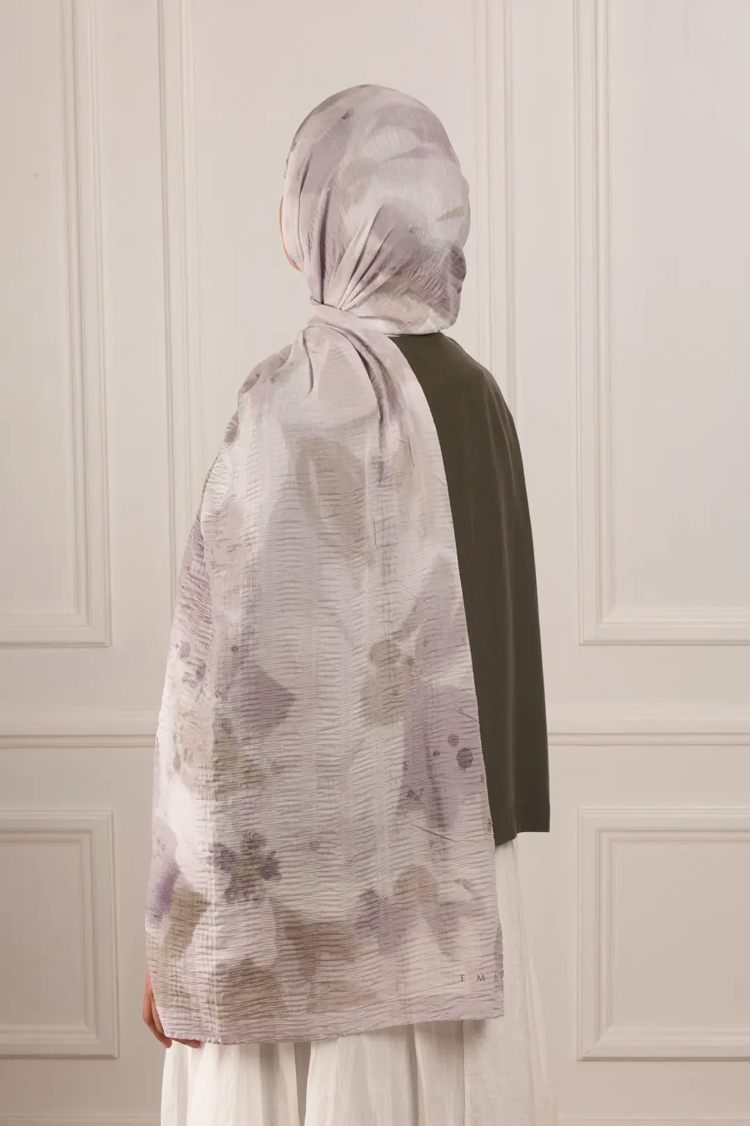 Pastel Bahçe Desenli Müslin Şal Taş Beji 4