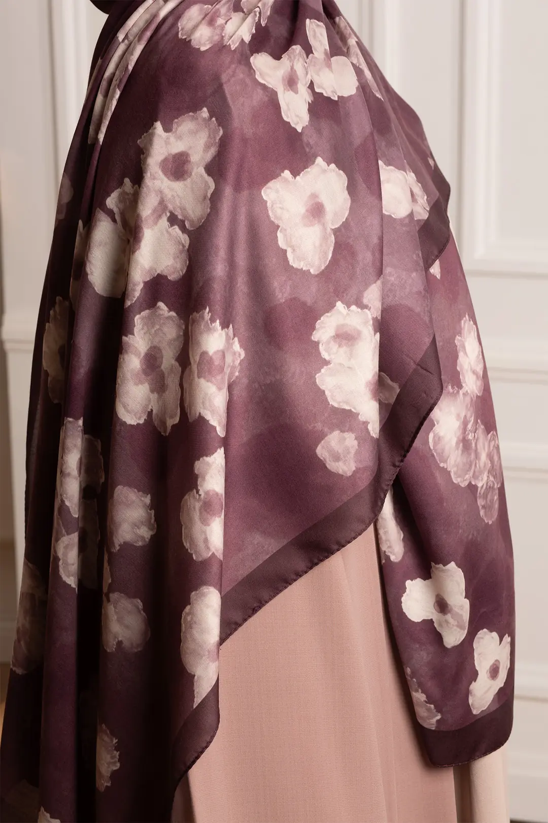 Autumn Serenade Patterned Soft Shawl, Plum 7