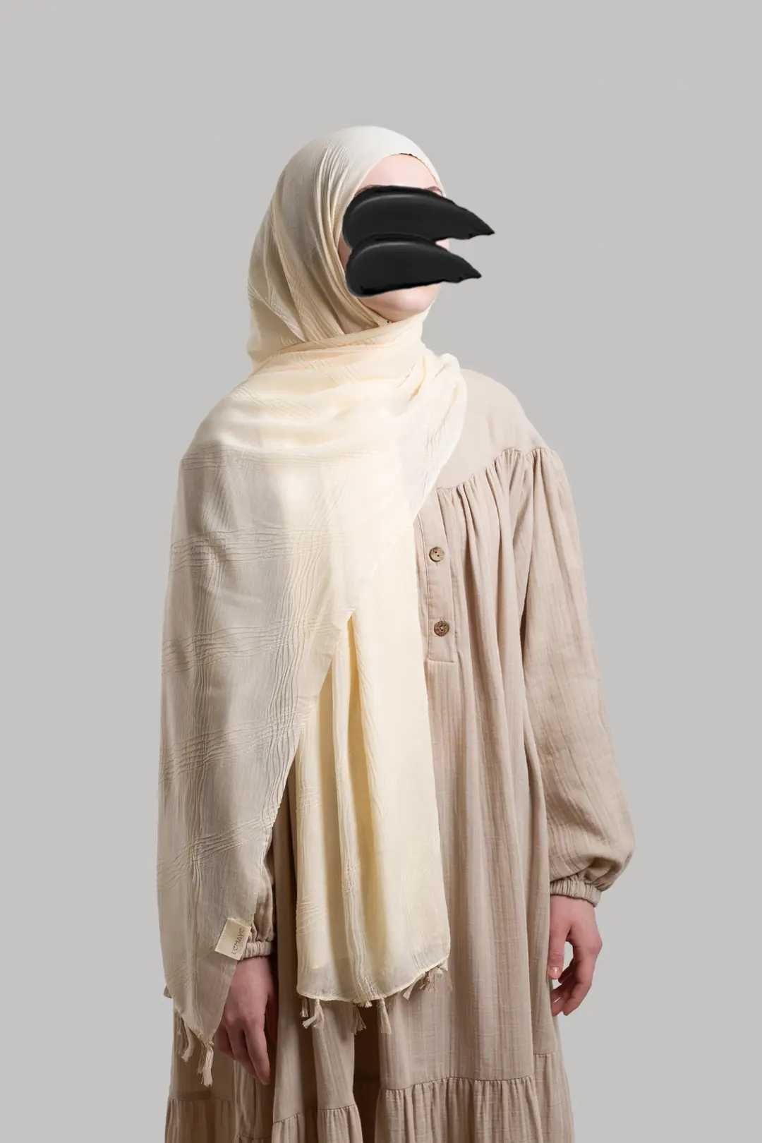 Bohemian Pattern Muslin Shawl Bone
