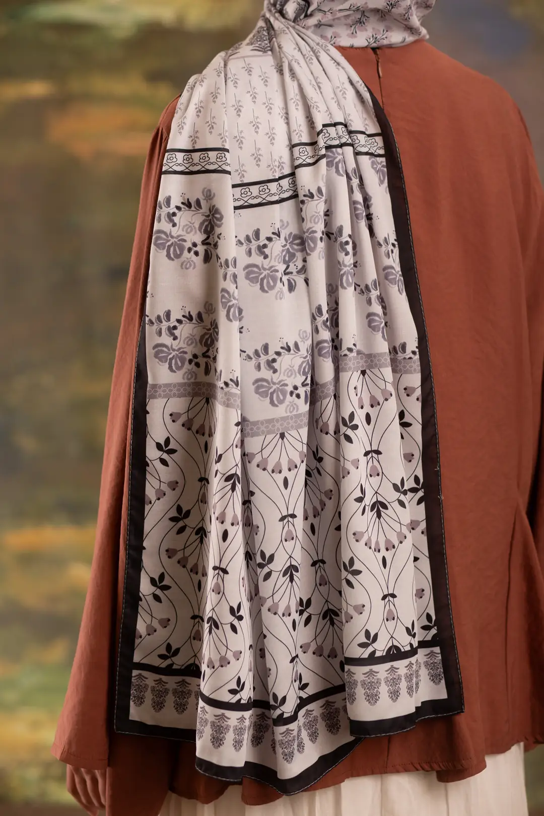 Floral Harmony Desenli Soft Şal Siyah 7
