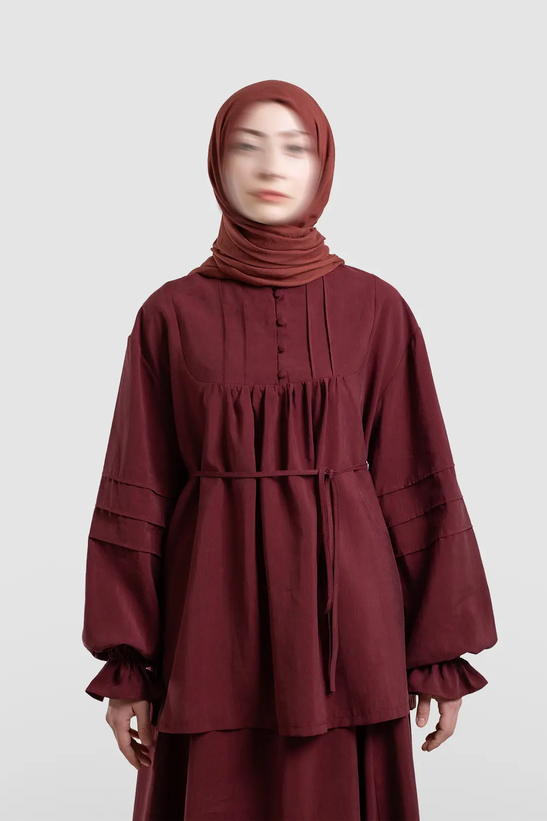 Nervürlü Tensel Tunik Bordo