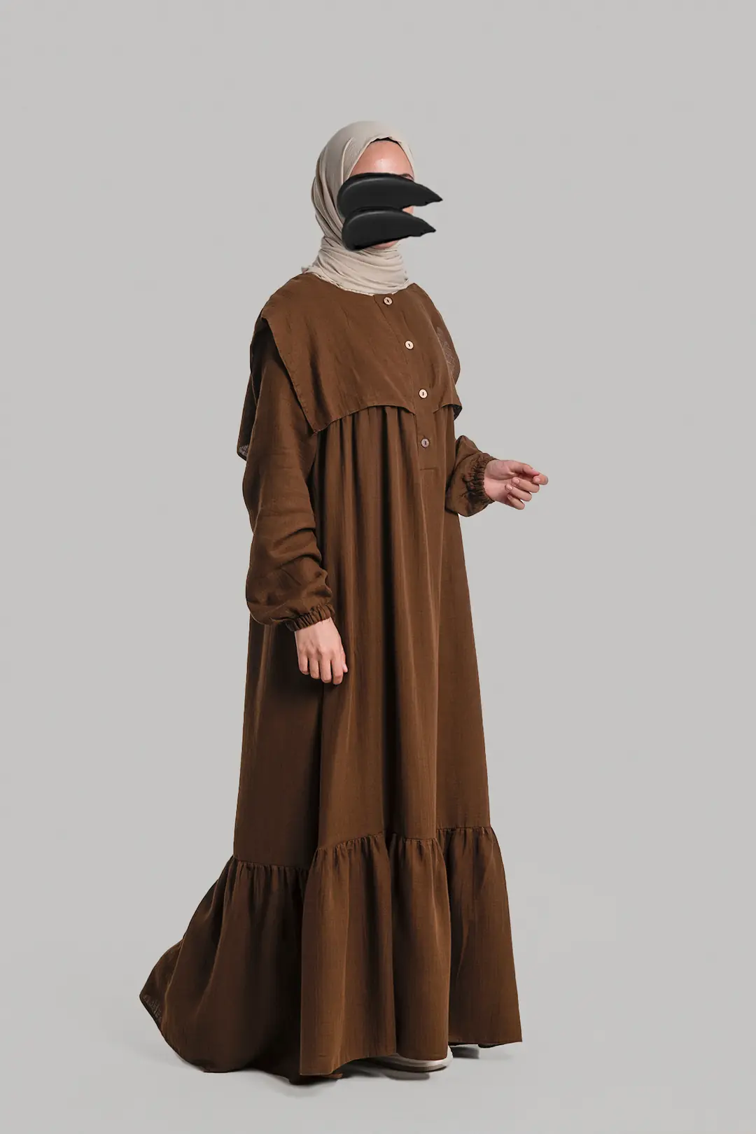 Collared Muslin Dress Dark Brown 9
