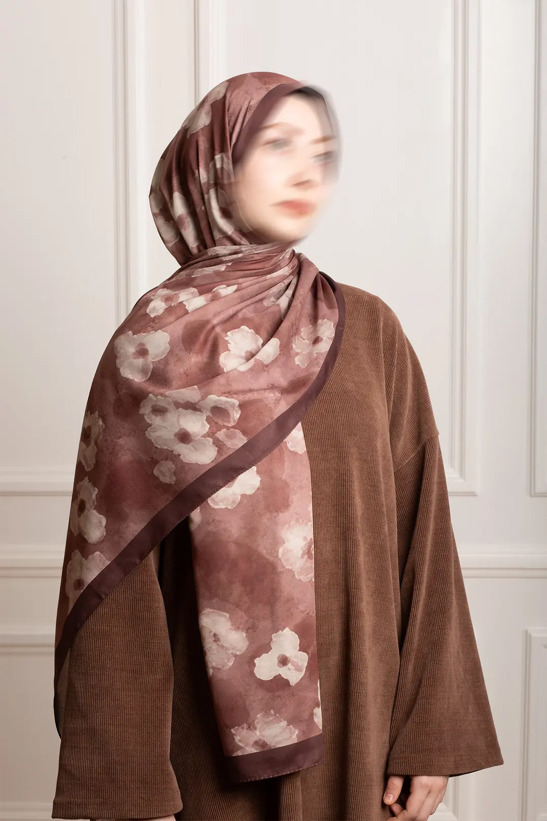 Autumn Serenade Patterned Soft Shawl Rose Brown 4