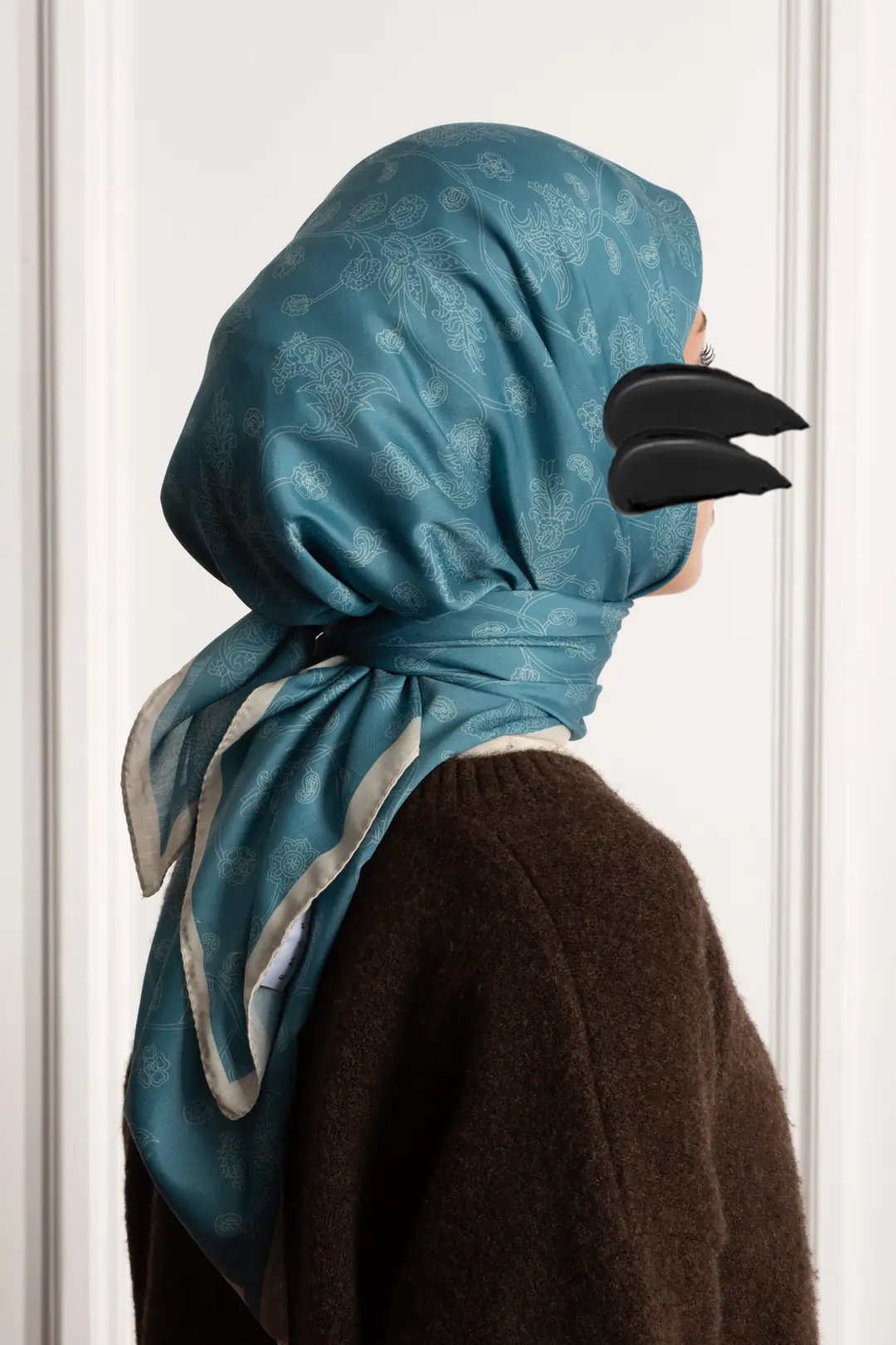 Night Ivy Patterned Soft Scarf Ice Blue 3