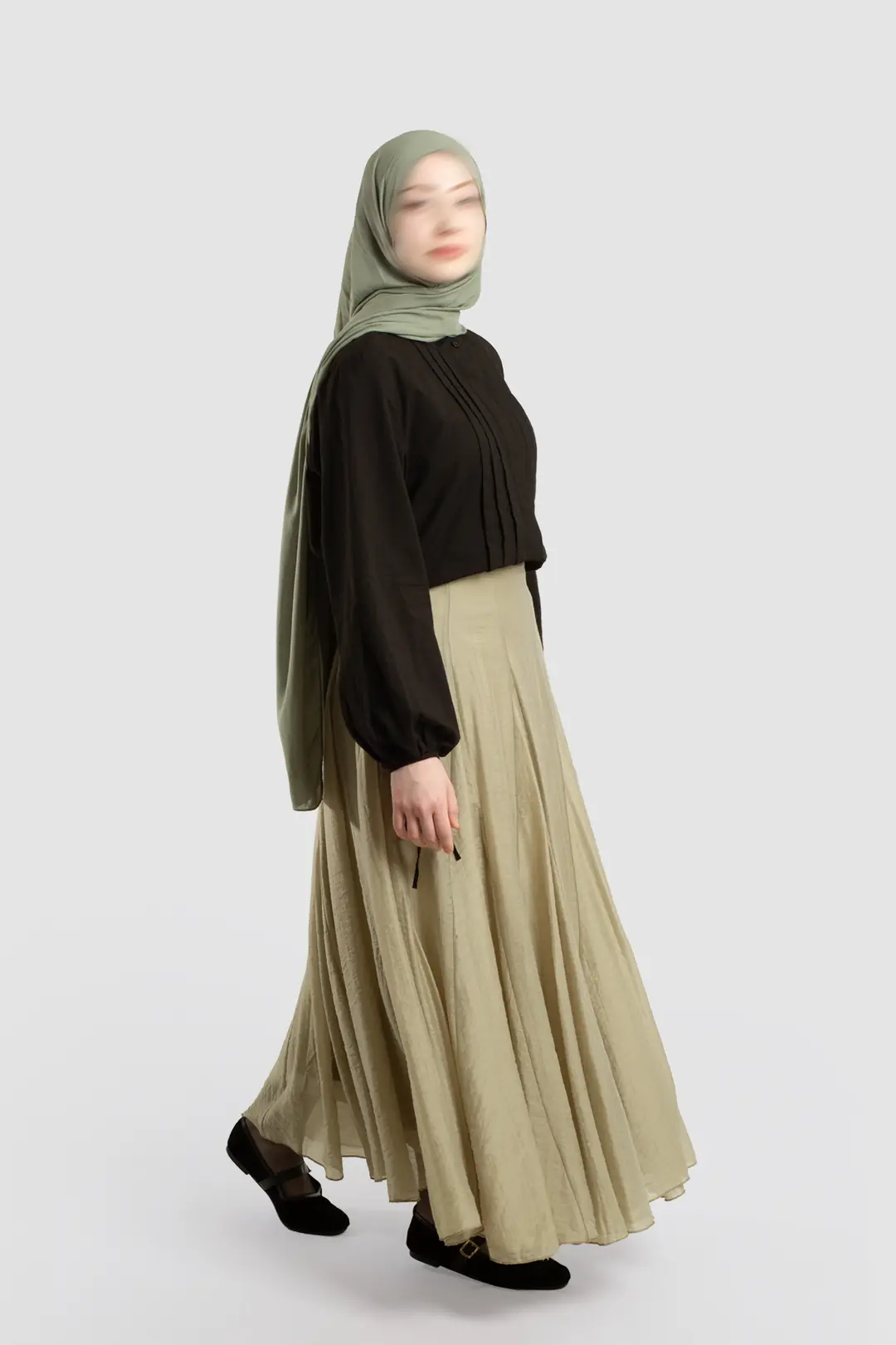 Tencel Flared Skirt Soft Green 3