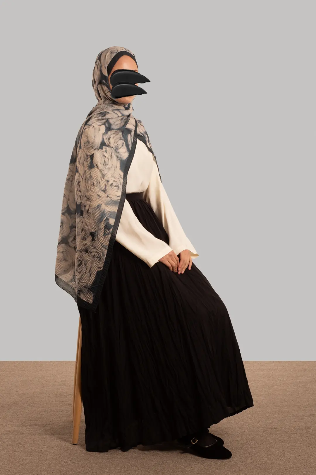 Muslin Ethereal Patterned Muslin Scarf Blue 4