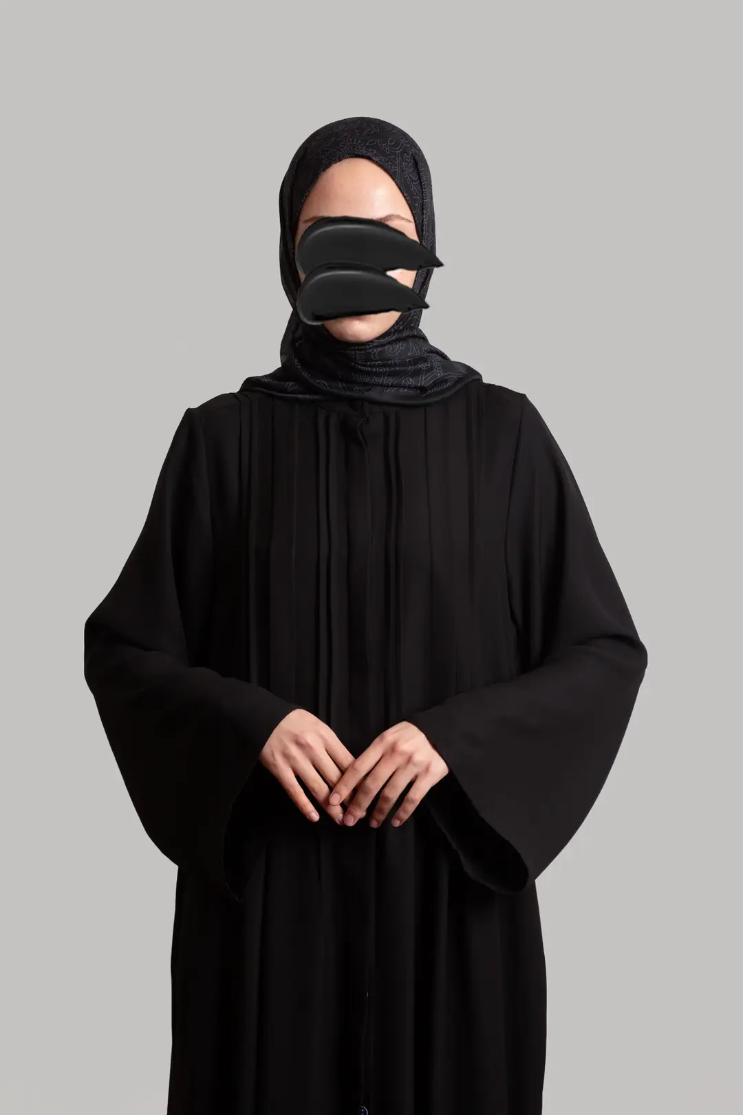 Ribbed Buttoned Abaya Black 4