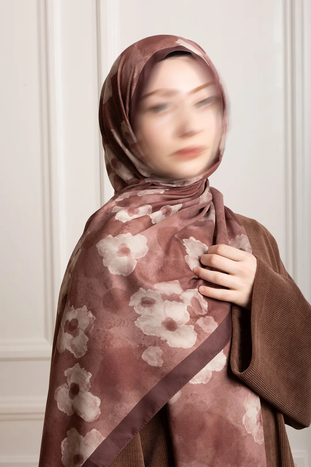 Autumn Serenade Patterned Soft Shawl Rose Brown 6