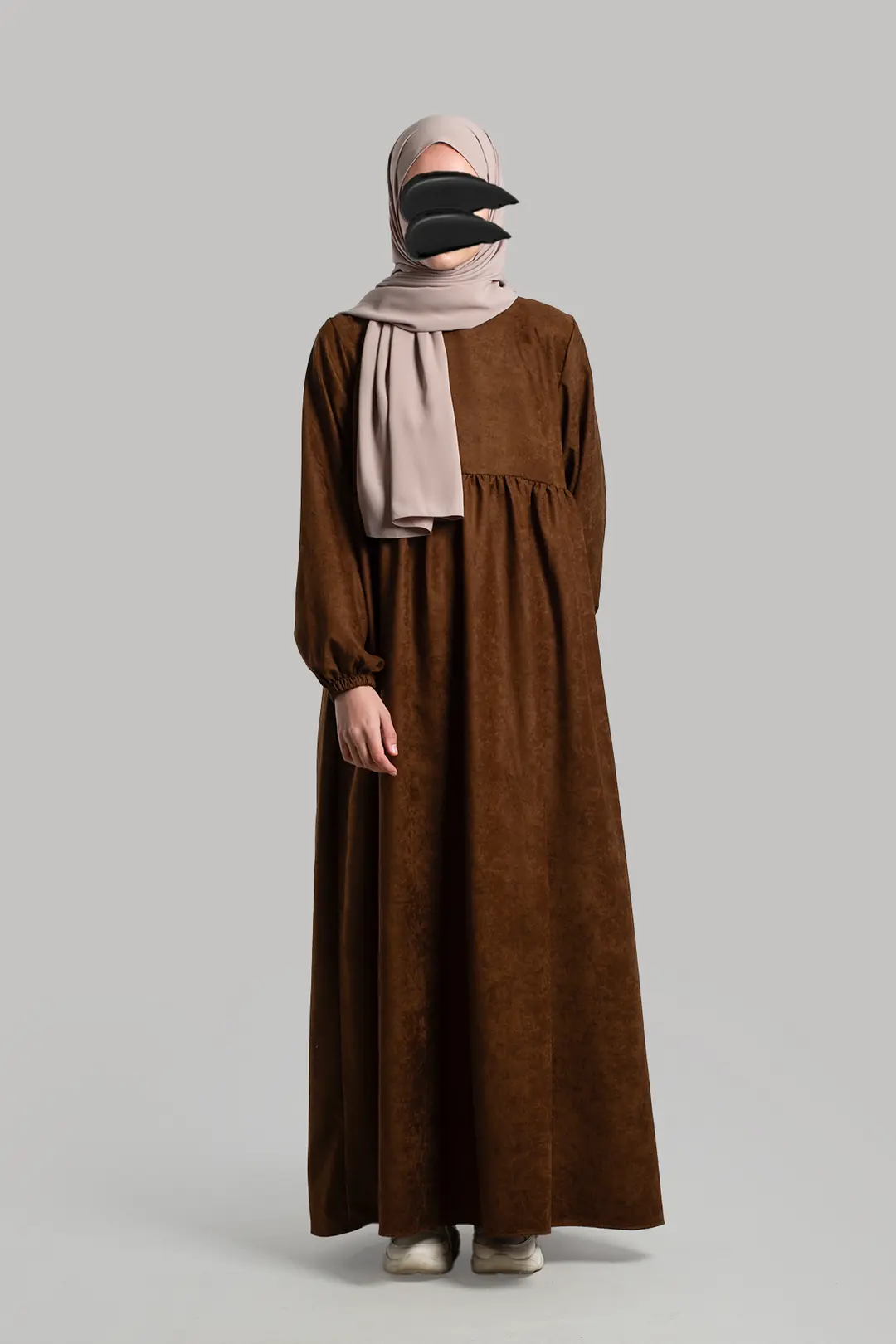 Suede Dress Abaya Tan 8