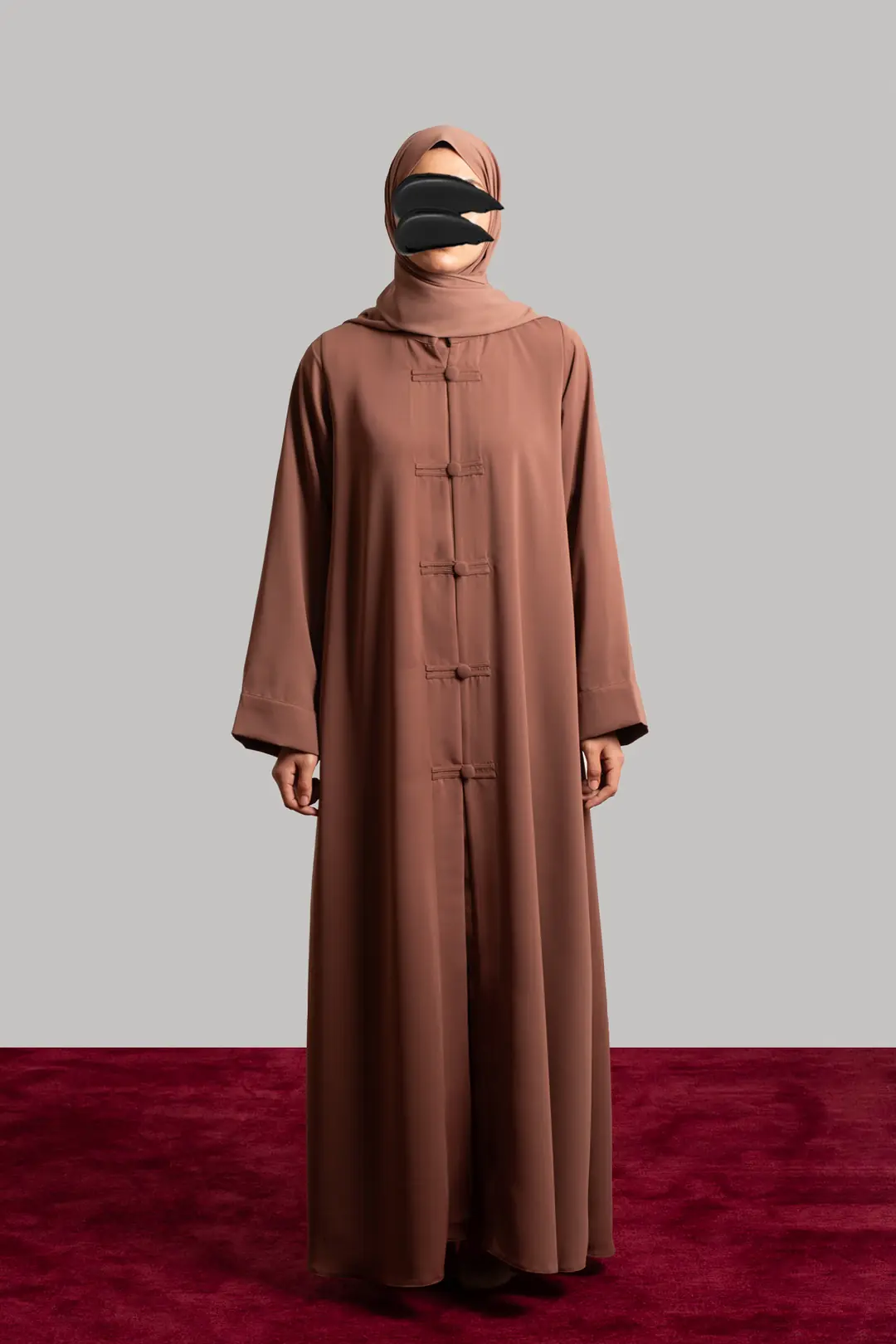 Birit Detaylı Abaya Açık Kahve 3