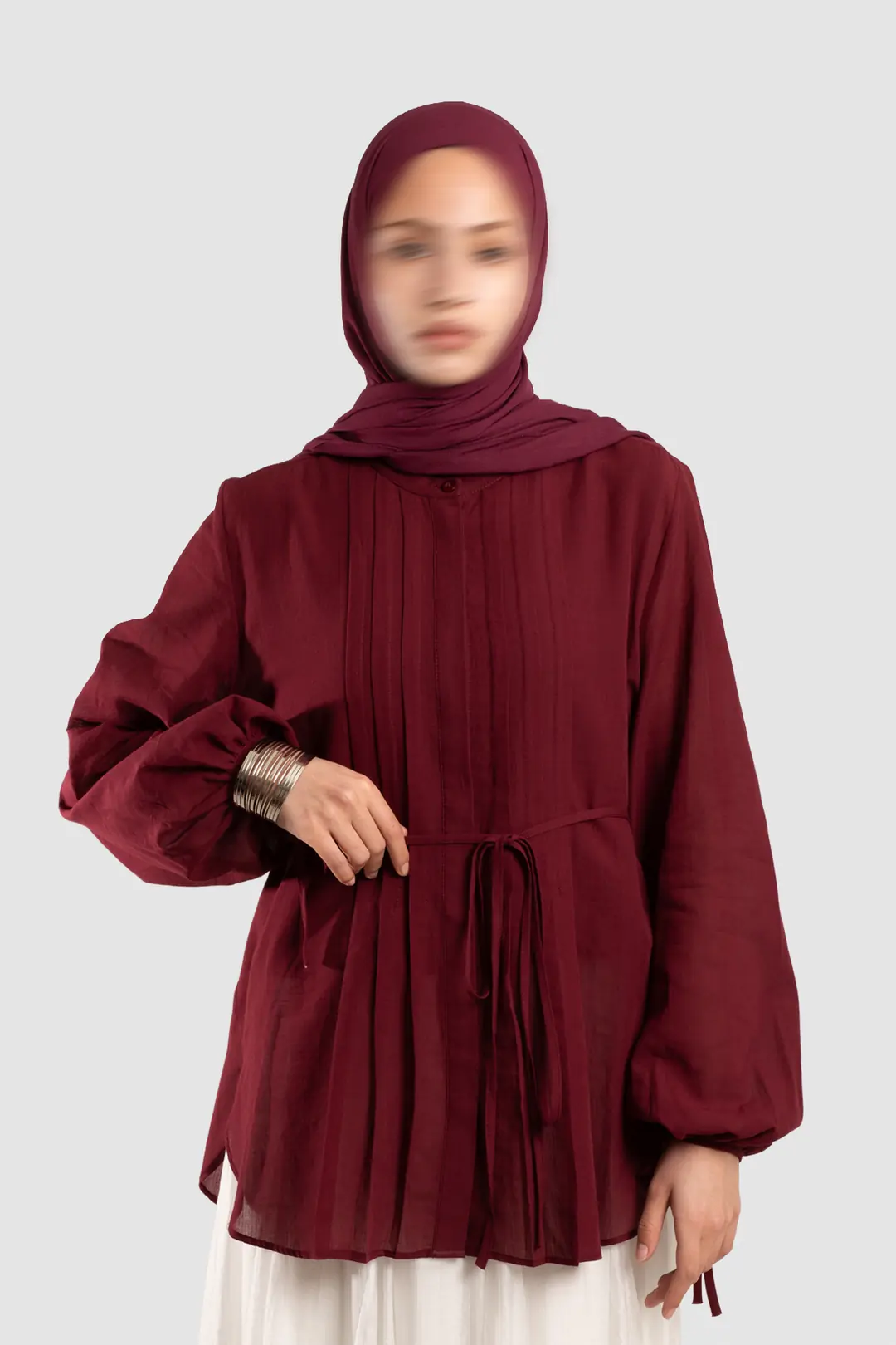 Ribbed Cotton Voile Shirt, Burgundy 10