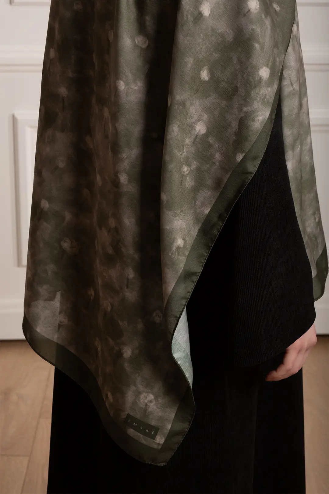 Distant Garden Patterned Soft Shawl, Soft Green 5