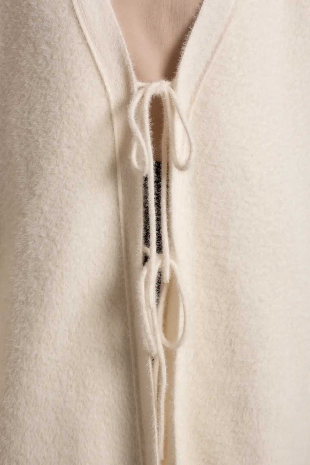 Knitted Cardigan with Tie, Bone 4