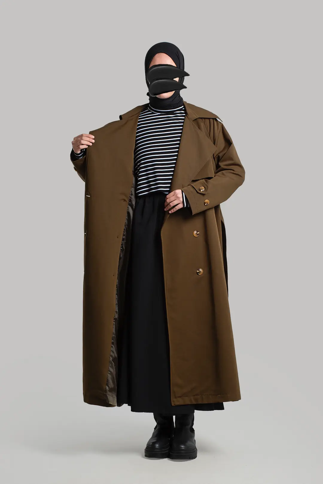 Düğmeli Trençkot Vintage Kahve 4