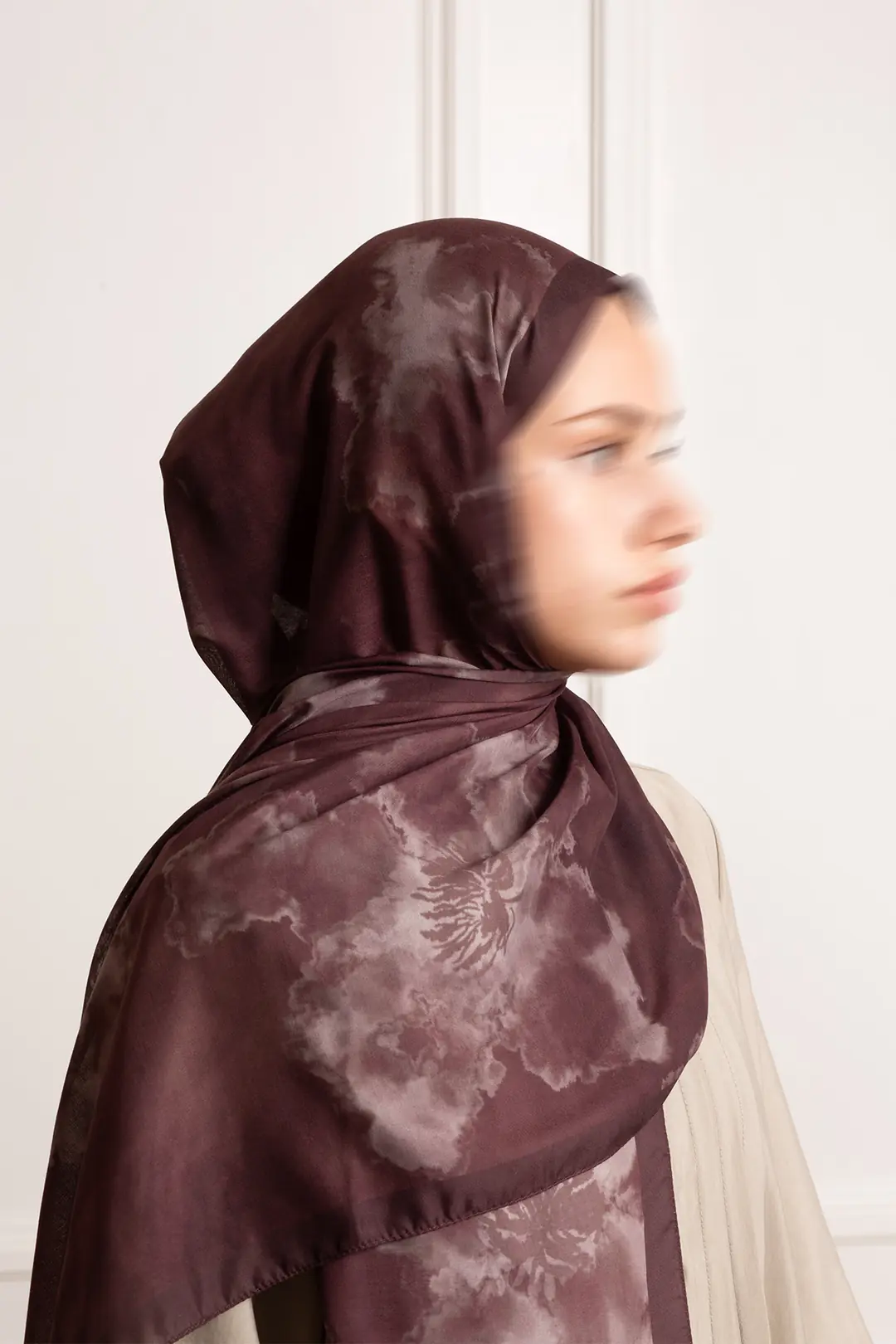 Puslu Bahçe Desenli Soft Şal Bordo 4