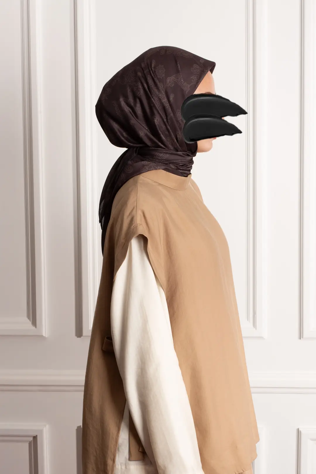 Nightshade Patterned Soft Scarf, Dark Brown 4