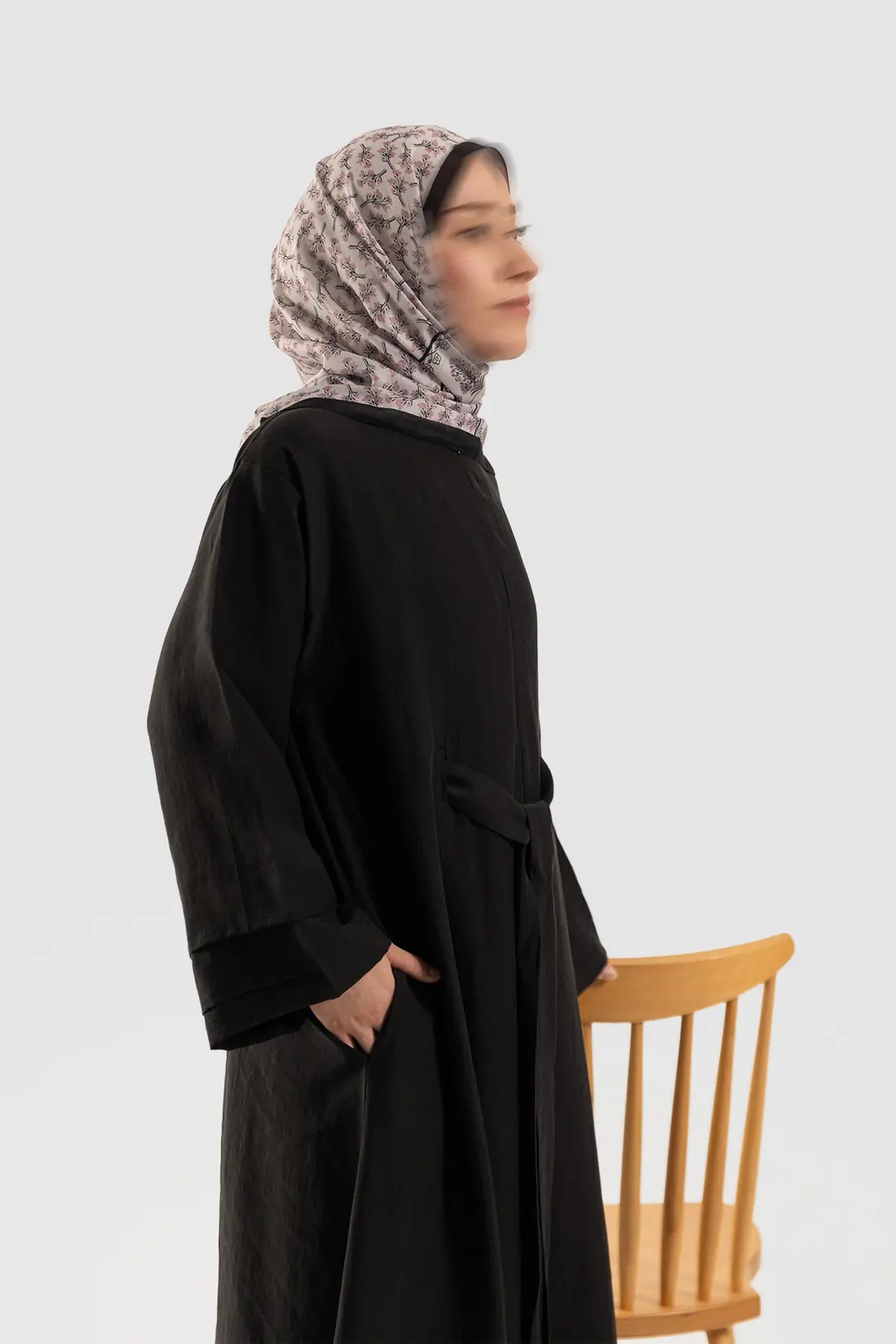Kuşaklı Tensel Elbise Siyah 9