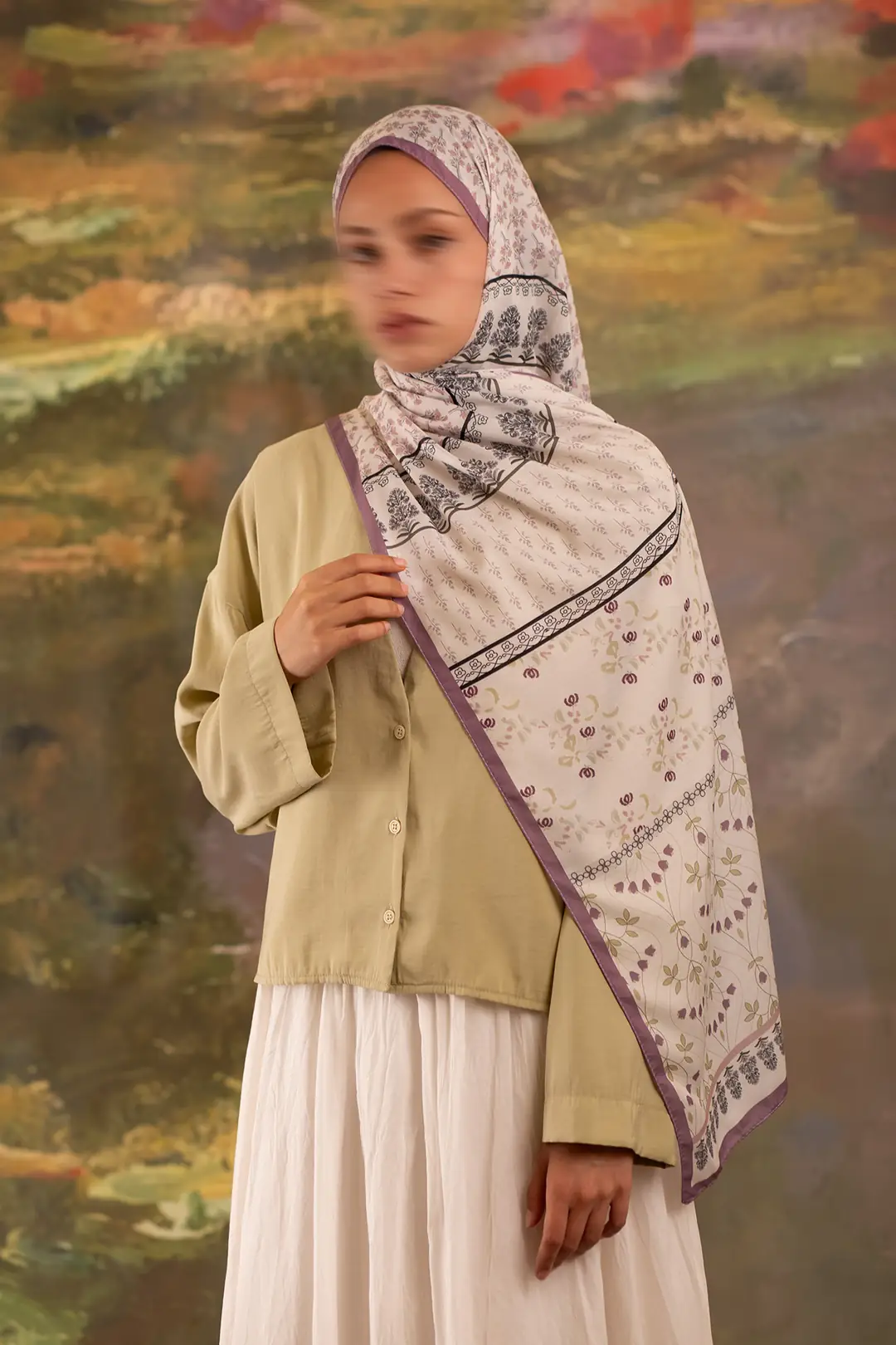 Floral Harmony Desenli Soft Şal Leylak 3