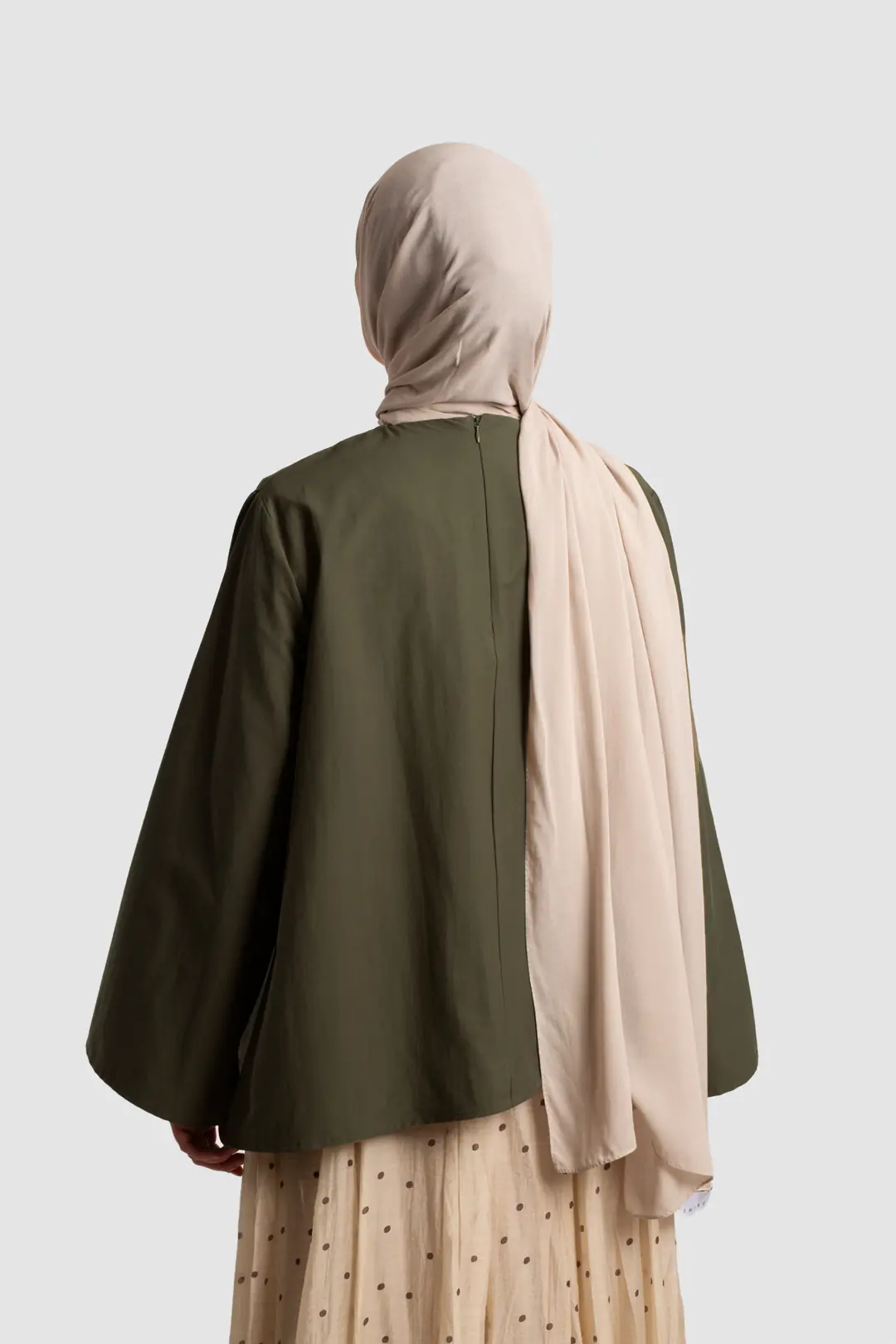 Asimetrik Poplin Bluz Haki 3