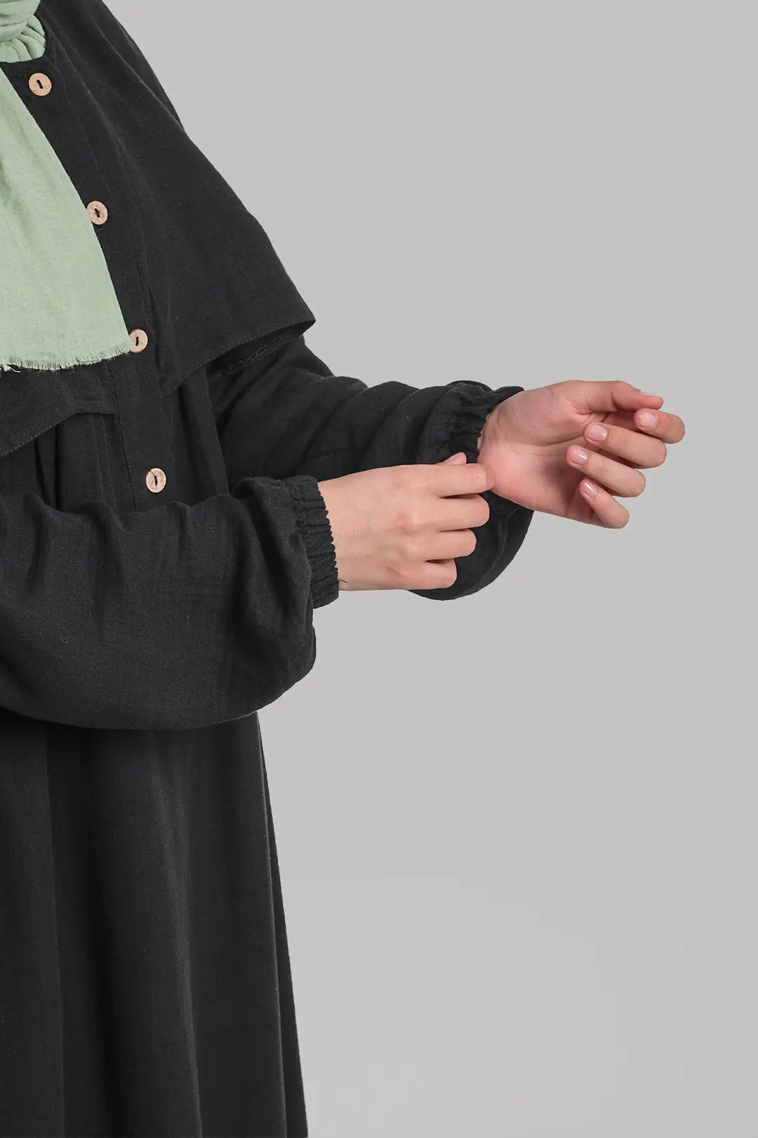 Collared Muslin Dress Black 3
