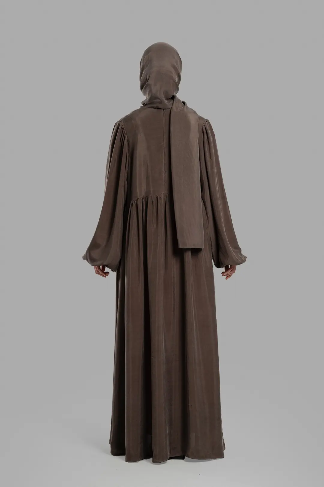 Silk Cupra Dress, Abaya, Coffee 4